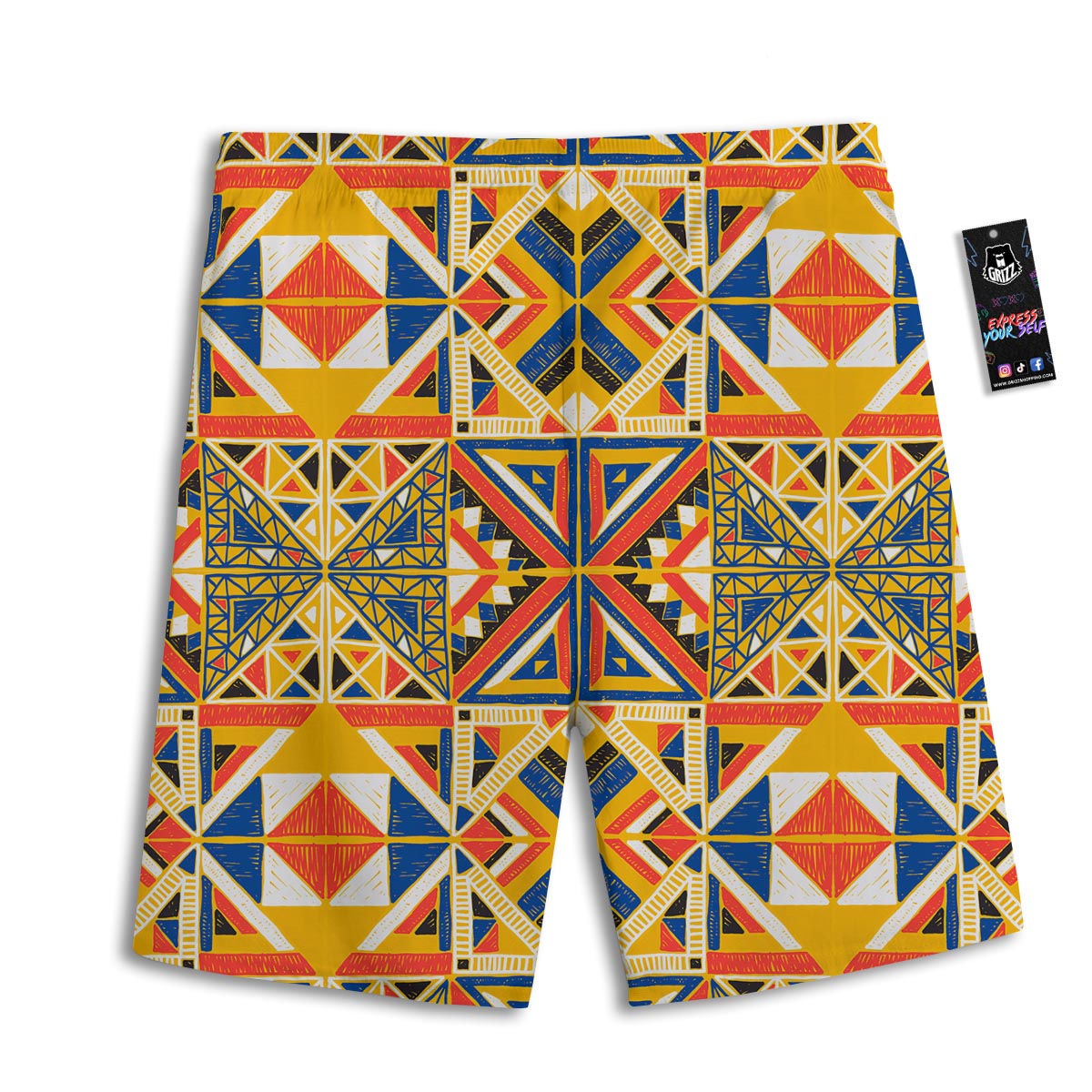 Tribal African Ethnic Sunset Print Pattern Men's Athletic Shorts