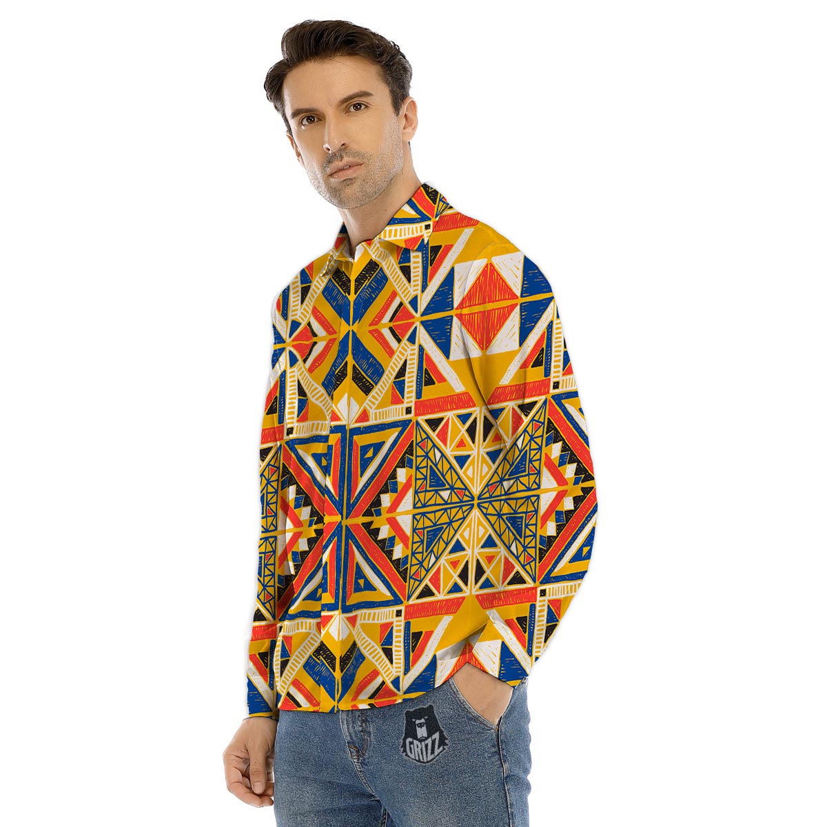 Tribal African Ethnic Sunset Print Pattern Men's Dress Shirts-grizzshop