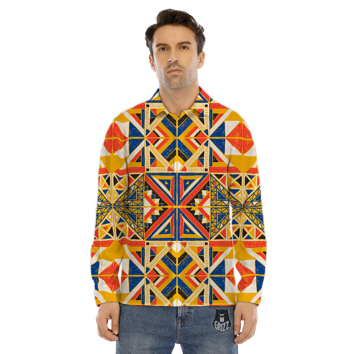 Tribal African Ethnic Sunset Print Pattern Men's Dress Shirts-grizzshop