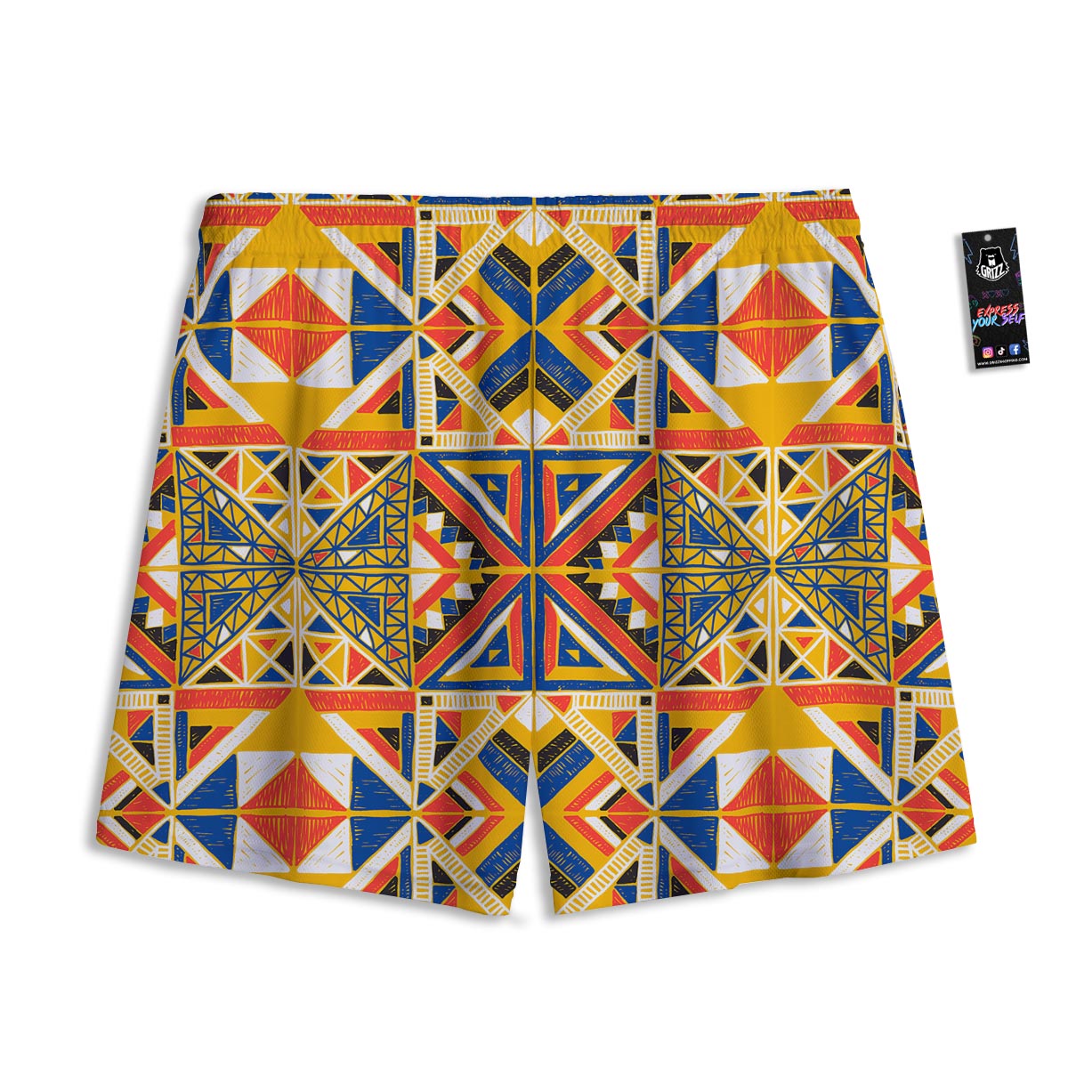 Tribal African Ethnic Sunset Print Pattern Mesh Shorts