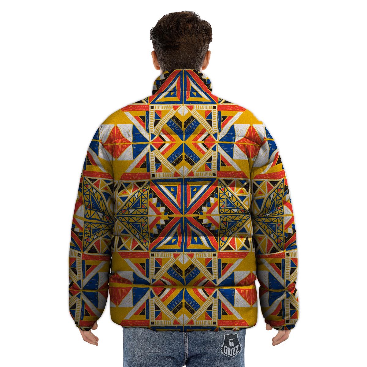 Tribal African Ethnic Sunset Print Pattern Puffer Jacket-grizzshop