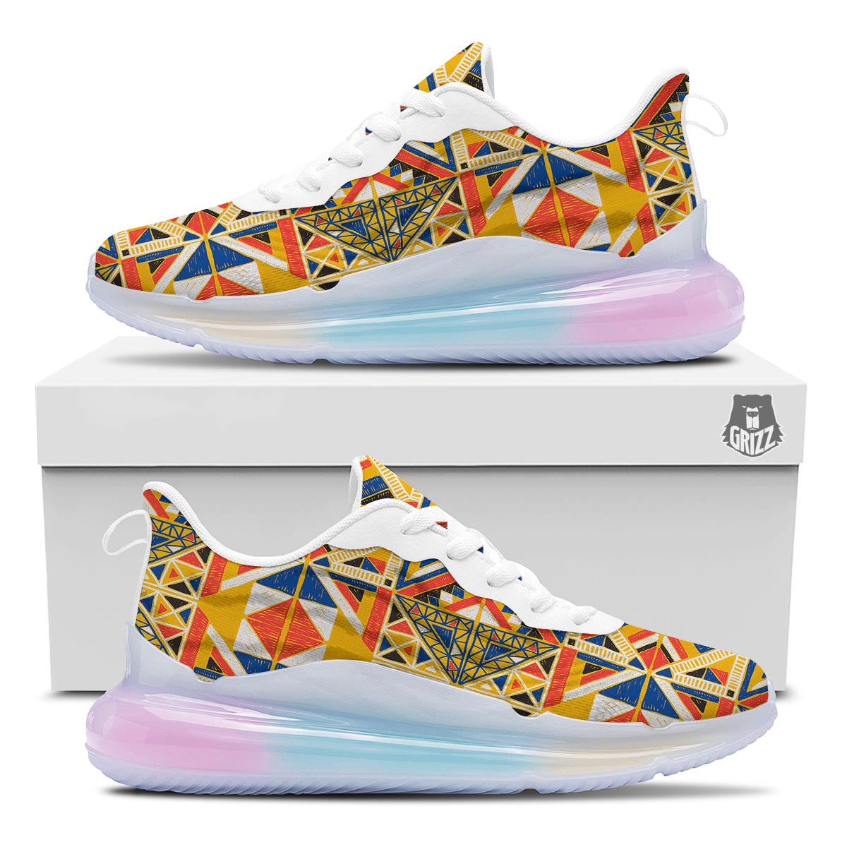 Tribal African Ethnic Sunset Print Pattern Running Sneakers-grizzshop