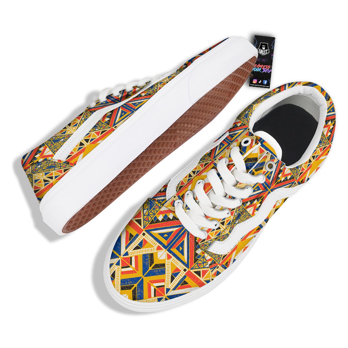 Tribal African Ethnic Sunset Print Pattern Skate Shoes-grizzshop