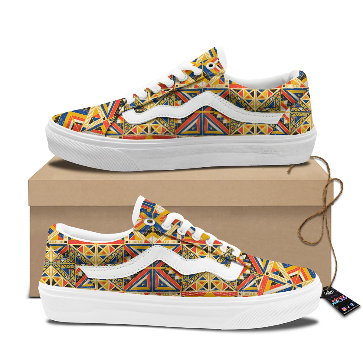 Tribal African Ethnic Sunset Print Pattern Skate Shoes-grizzshop