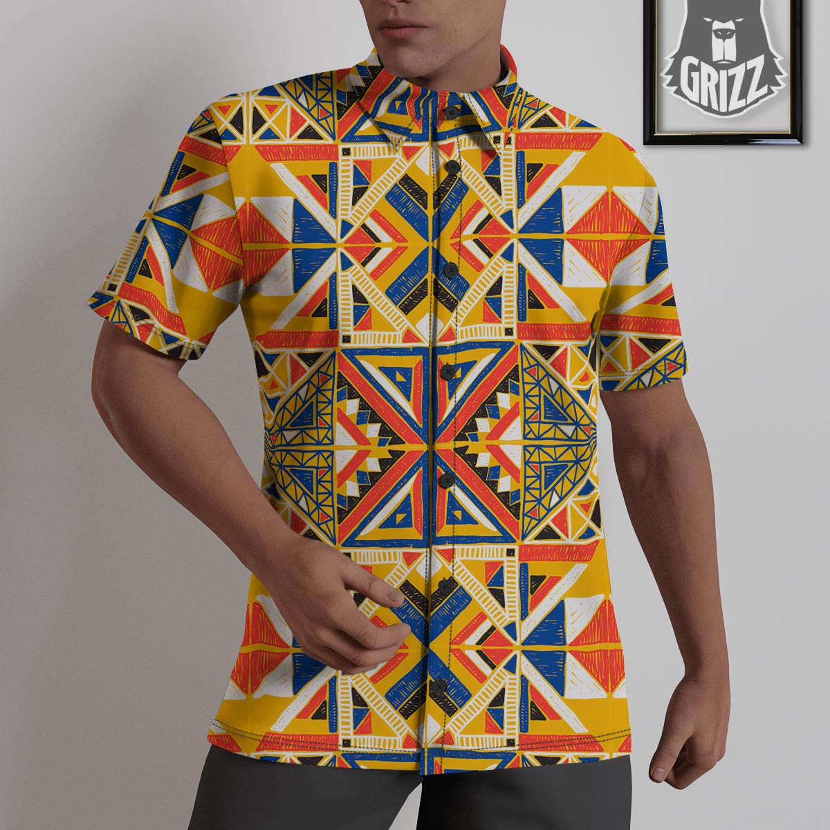 Tribal African Ethnic Sunset Print Pattern Untucked Shirts-grizzshop