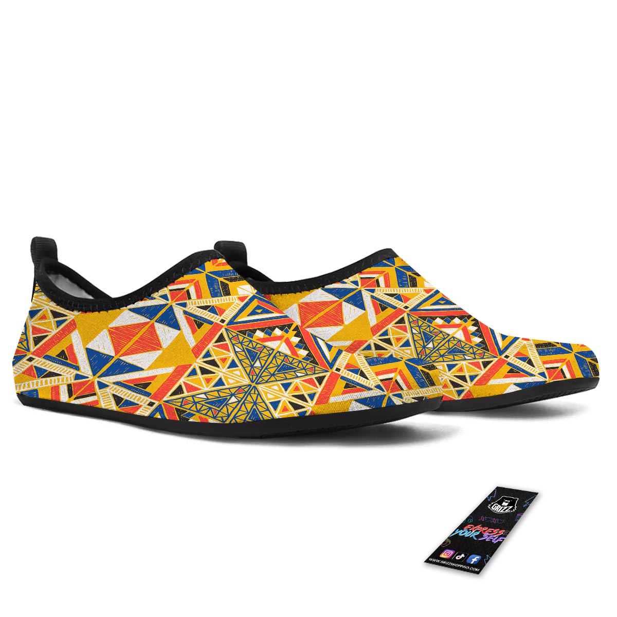 Tribal African Ethnic Sunset Print Pattern Water Shoes-grizzshop