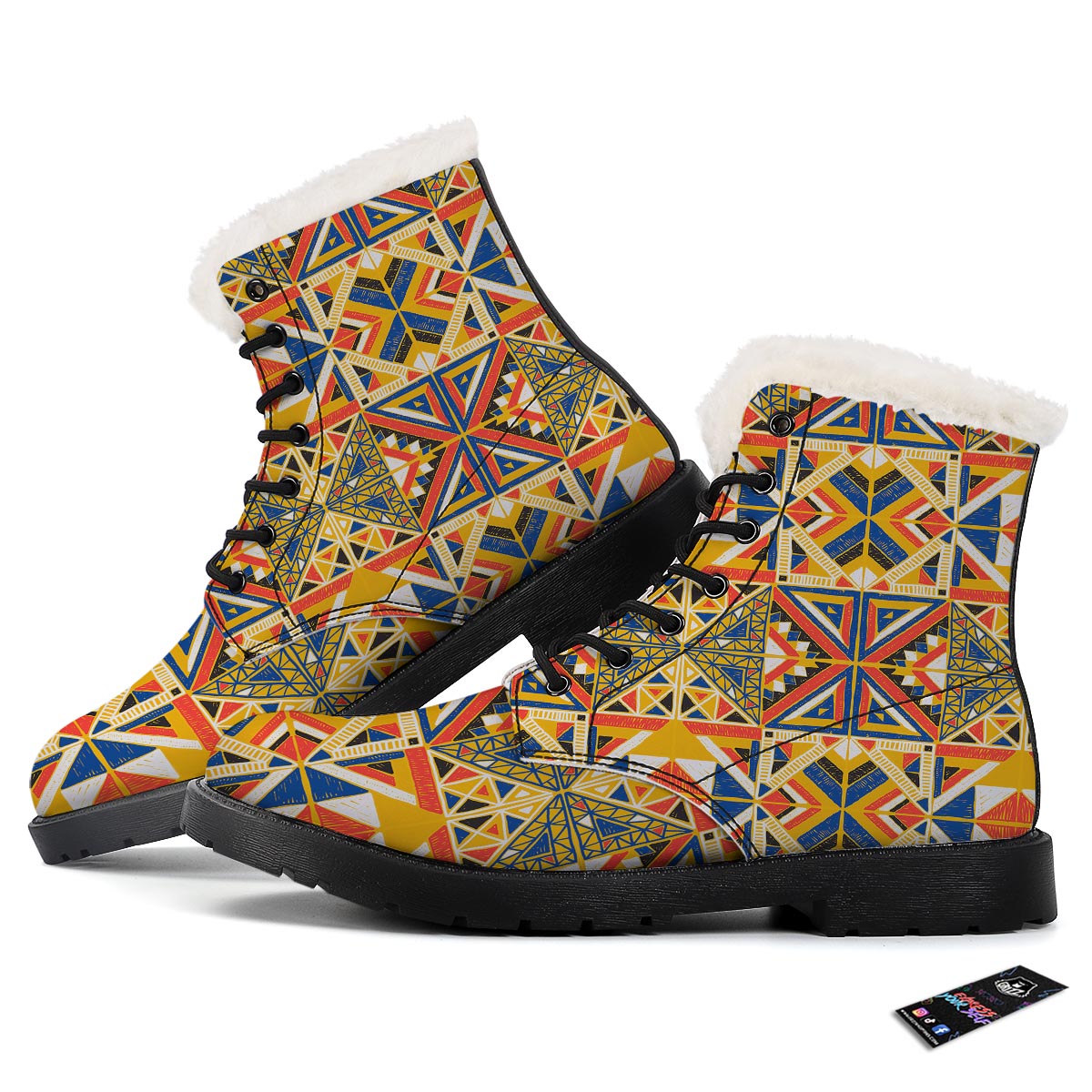 Tribal African Ethnic Sunset Print Pattern Winter Boots-grizzshop