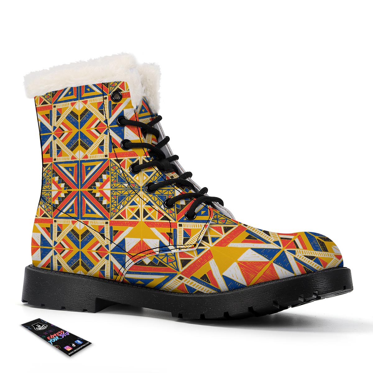 Tribal African Ethnic Sunset Print Pattern Winter Boots-grizzshop