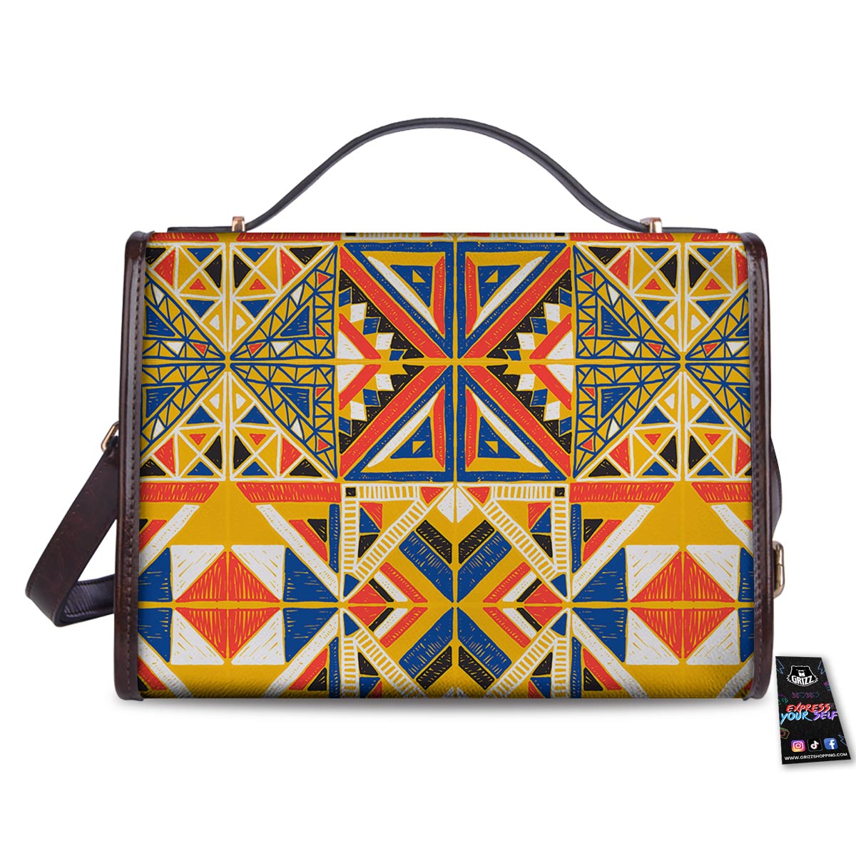 Tribal African Ethnic Sunset Print Pattern Women's Satchel Bag-grizzshop