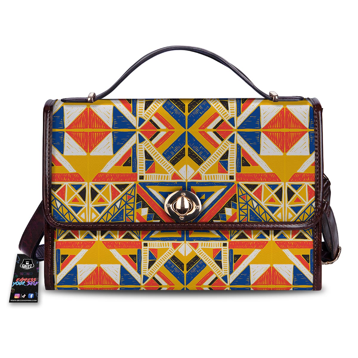 Tribal African Ethnic Sunset Print Pattern Women's Satchel Bag-grizzshop