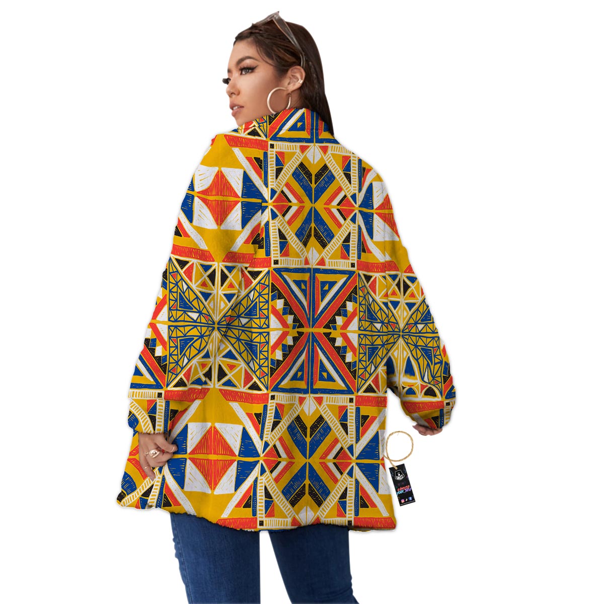 Tribal African Ethnic Sunset Print Pattern Women's Sherpa Jacket-grizzshop