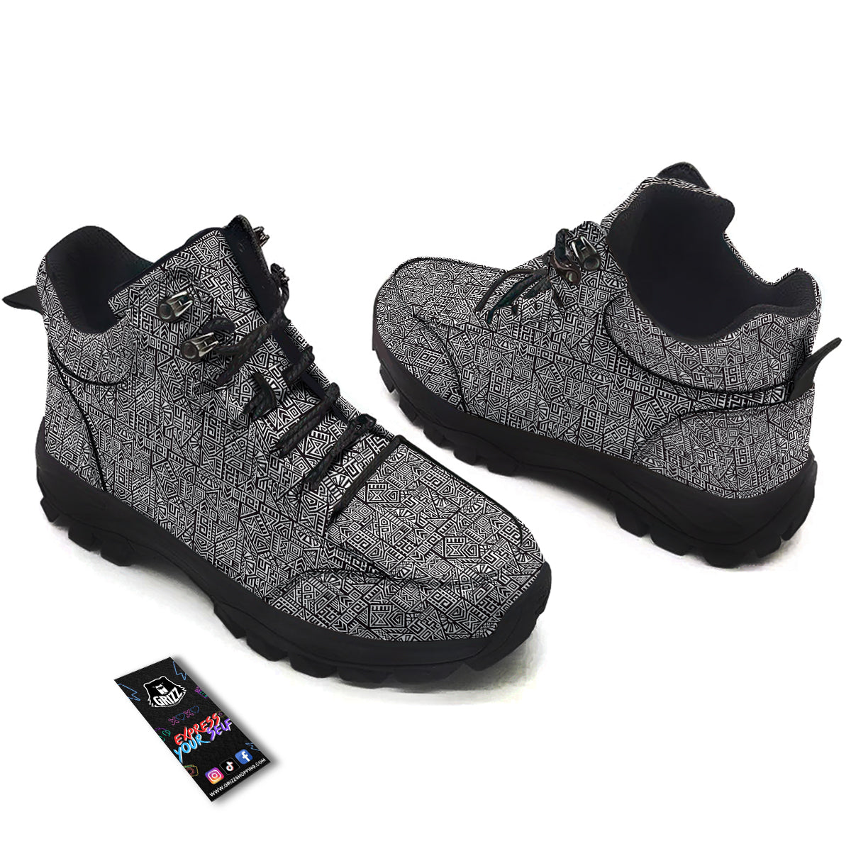Tribal Ancient Aztec Print Pattern Hiking Shoes-grizzshop