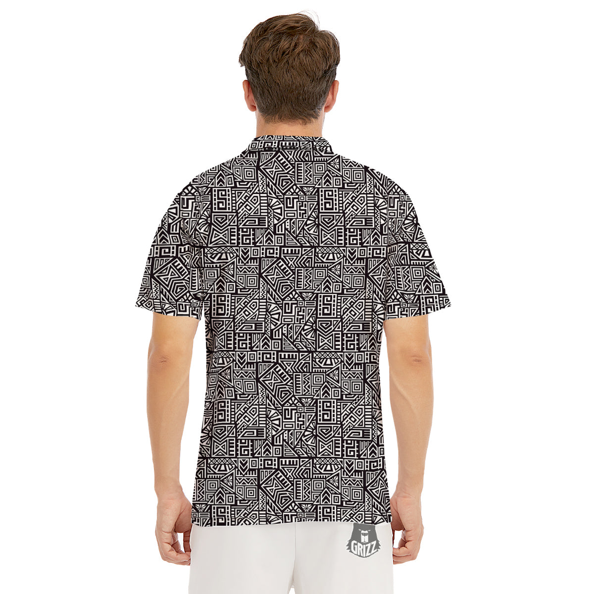 Tribal Ancient Aztec Print Pattern Men's Golf Shirts-grizzshop