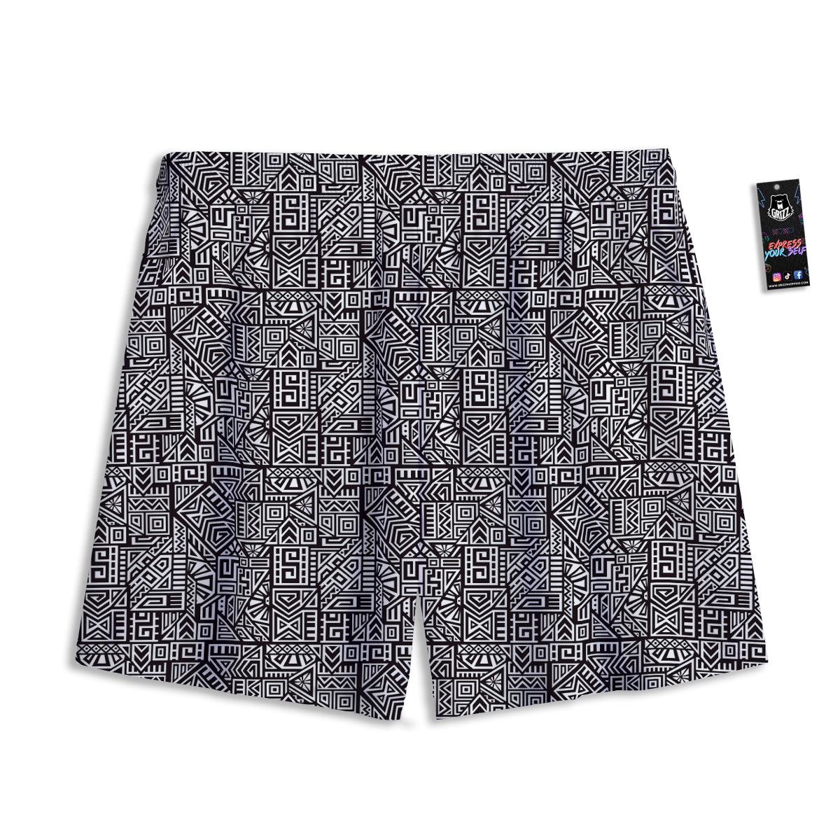 Thai Art Red And Gold Print Pattern Mesh Shorts