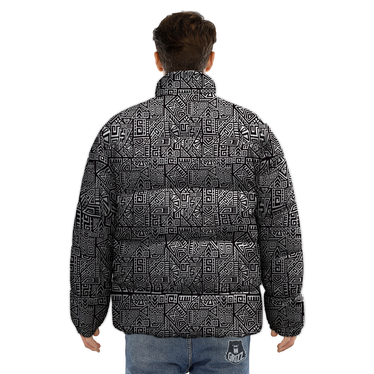 Tribal Ancient Aztec Print Pattern Puffer Jacket-grizzshop