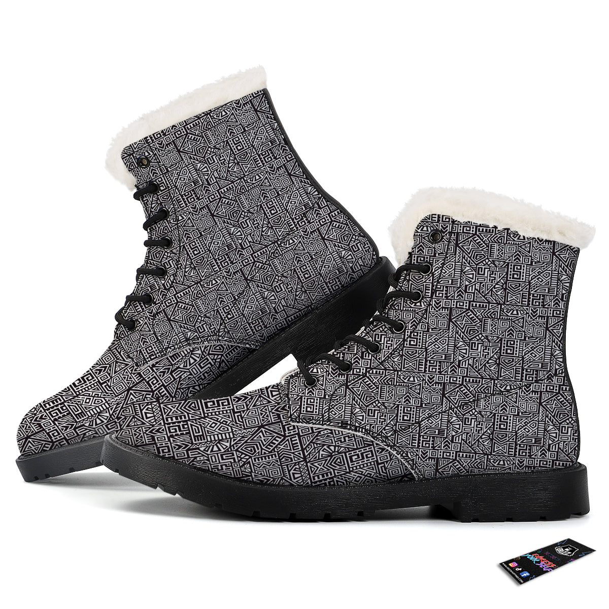 Tribal Ancient Aztec Print Pattern Winter Boots-grizzshop