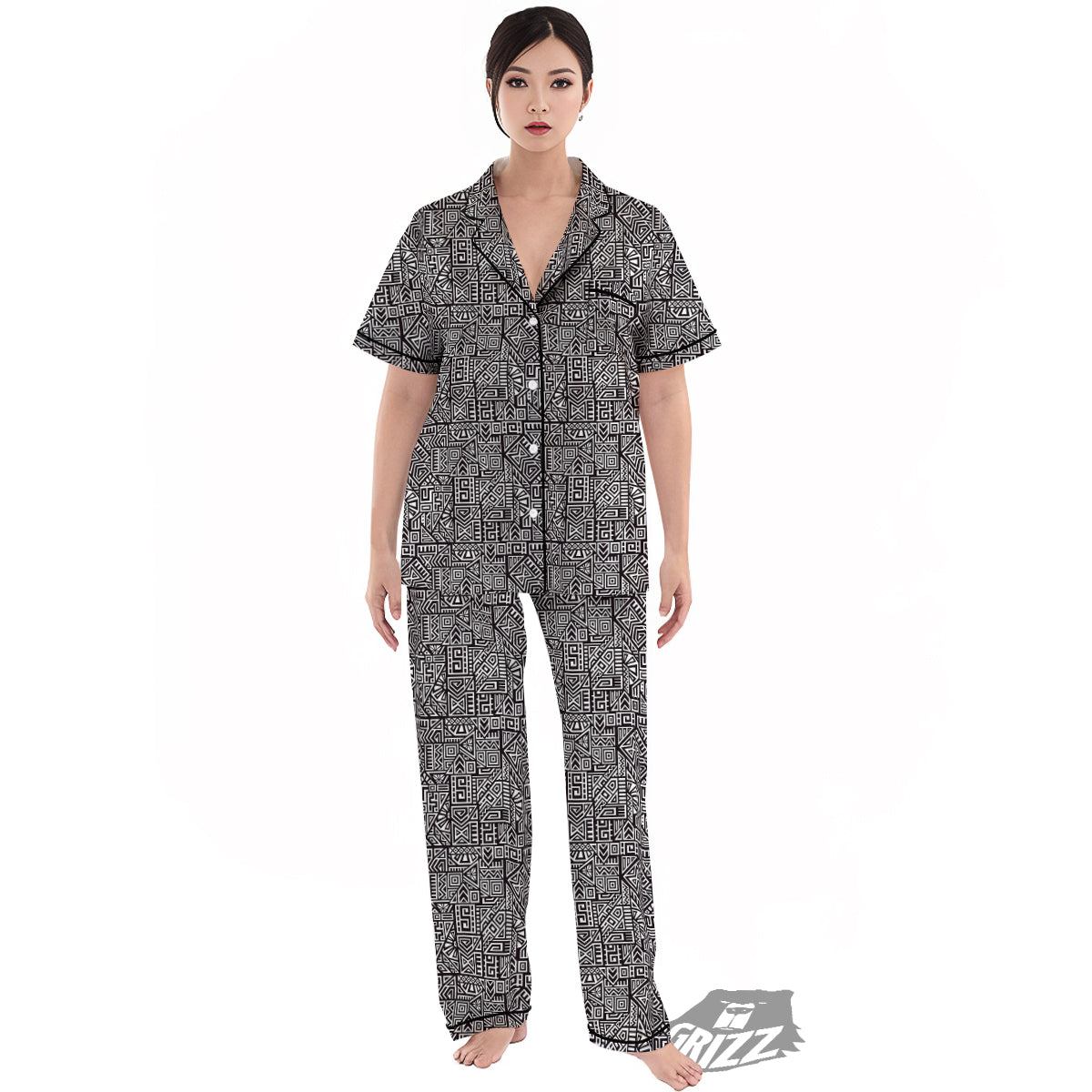 Tribal Ancient Aztec Print Pattern Women's Pajamas Set-grizzshop