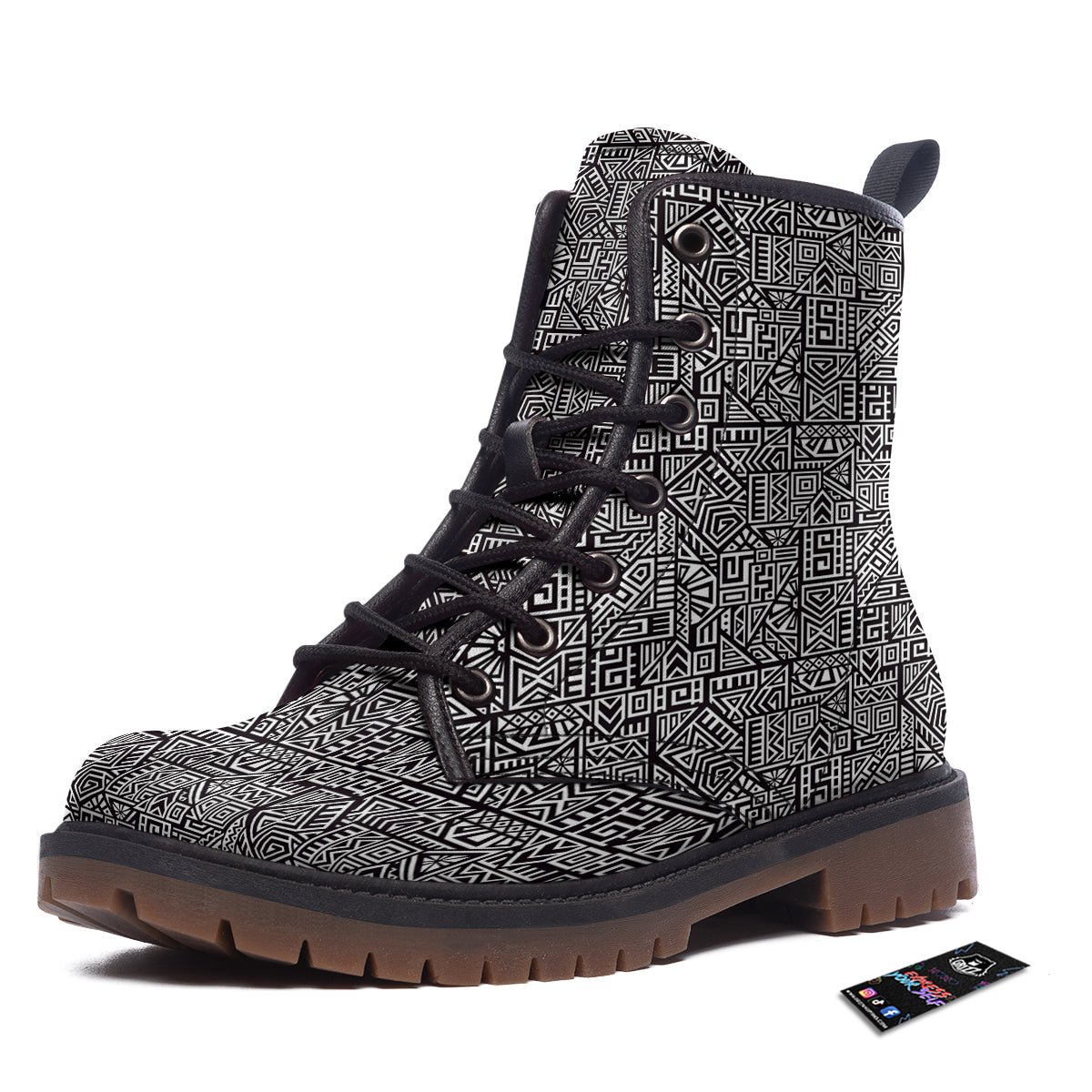 Tribal Ancient Aztec Print Pattern Work Boots-grizzshop