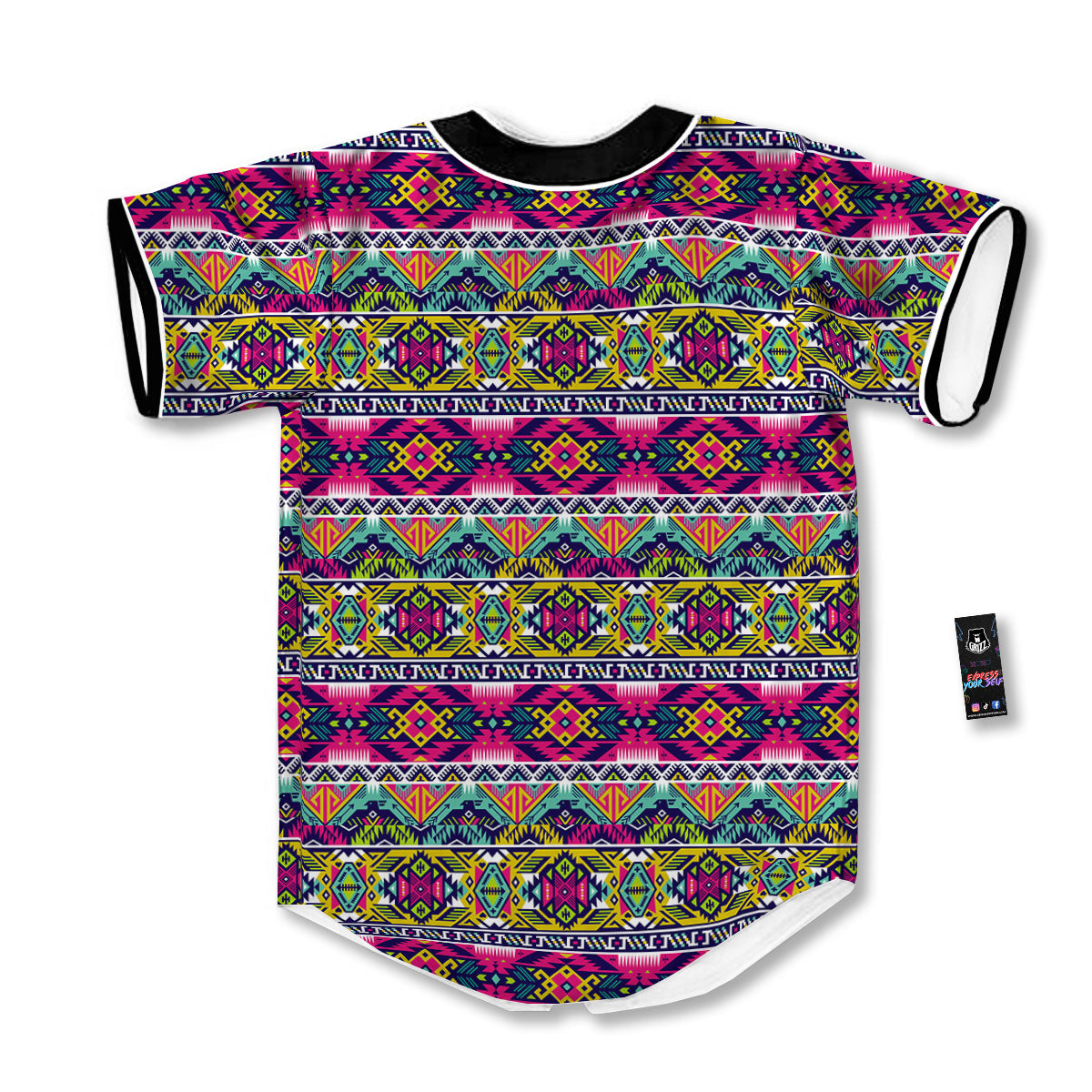 Tribal Aztec Colorful Print Pattern Baseball Jersey-grizzshop