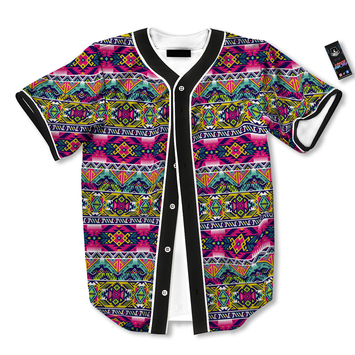 Tribal Aztec Colorful Print Pattern Baseball Jersey-grizzshop