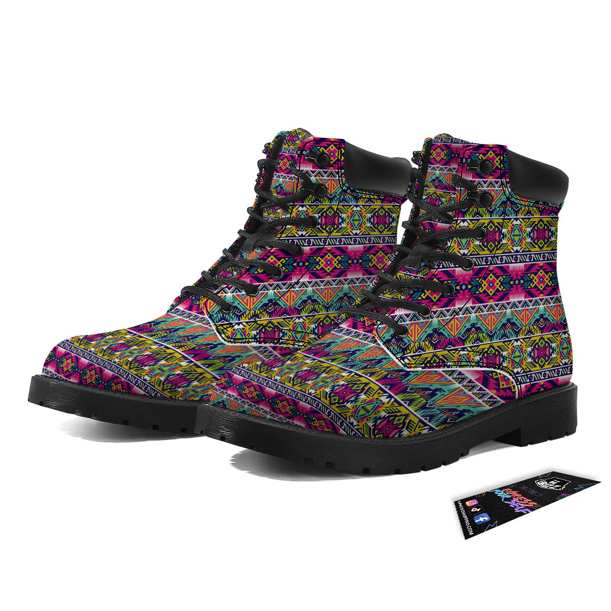 Tribal Aztec Colorful Print Pattern Boots-grizzshop
