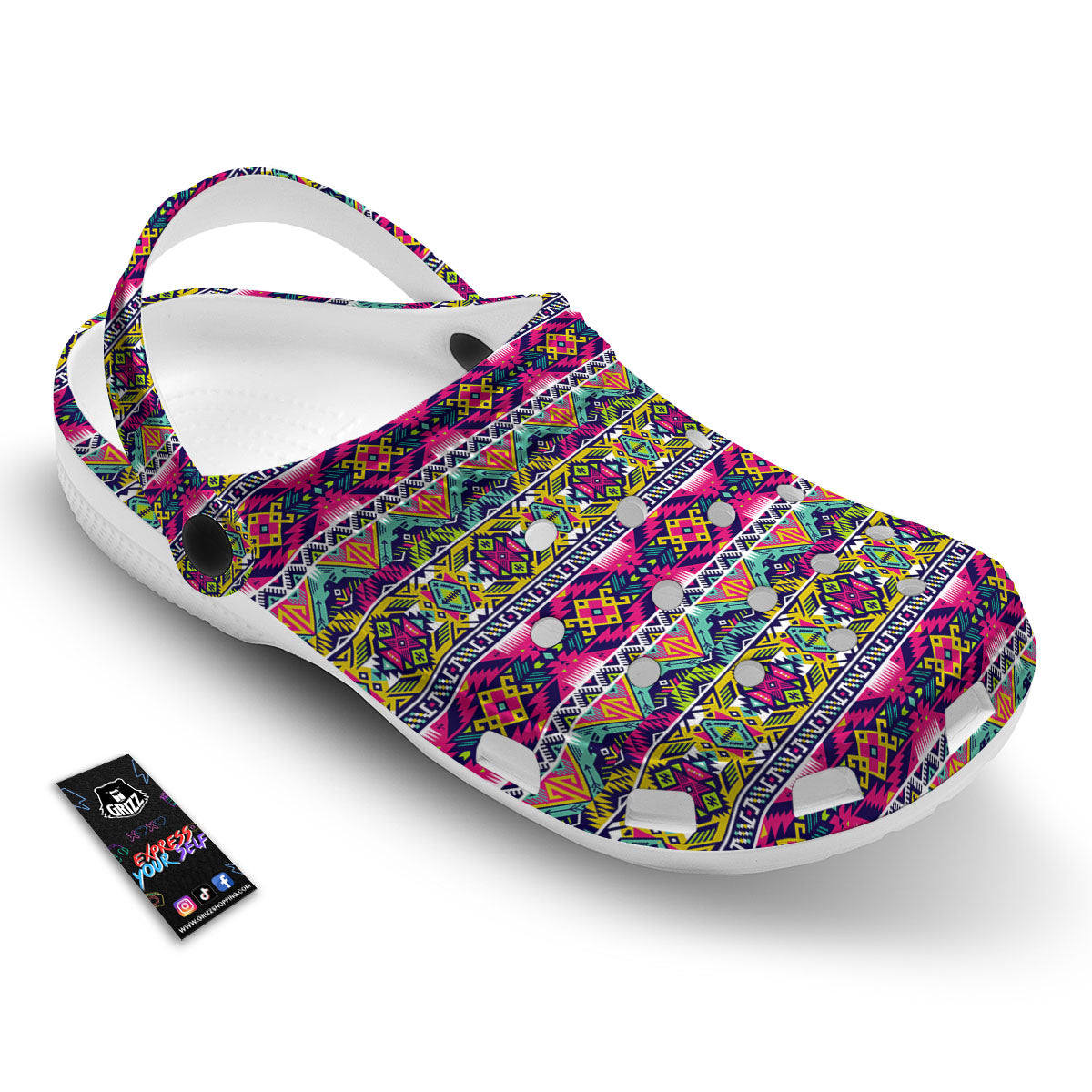 Tribal Aztec Colorful Print Pattern Clog-grizzshop