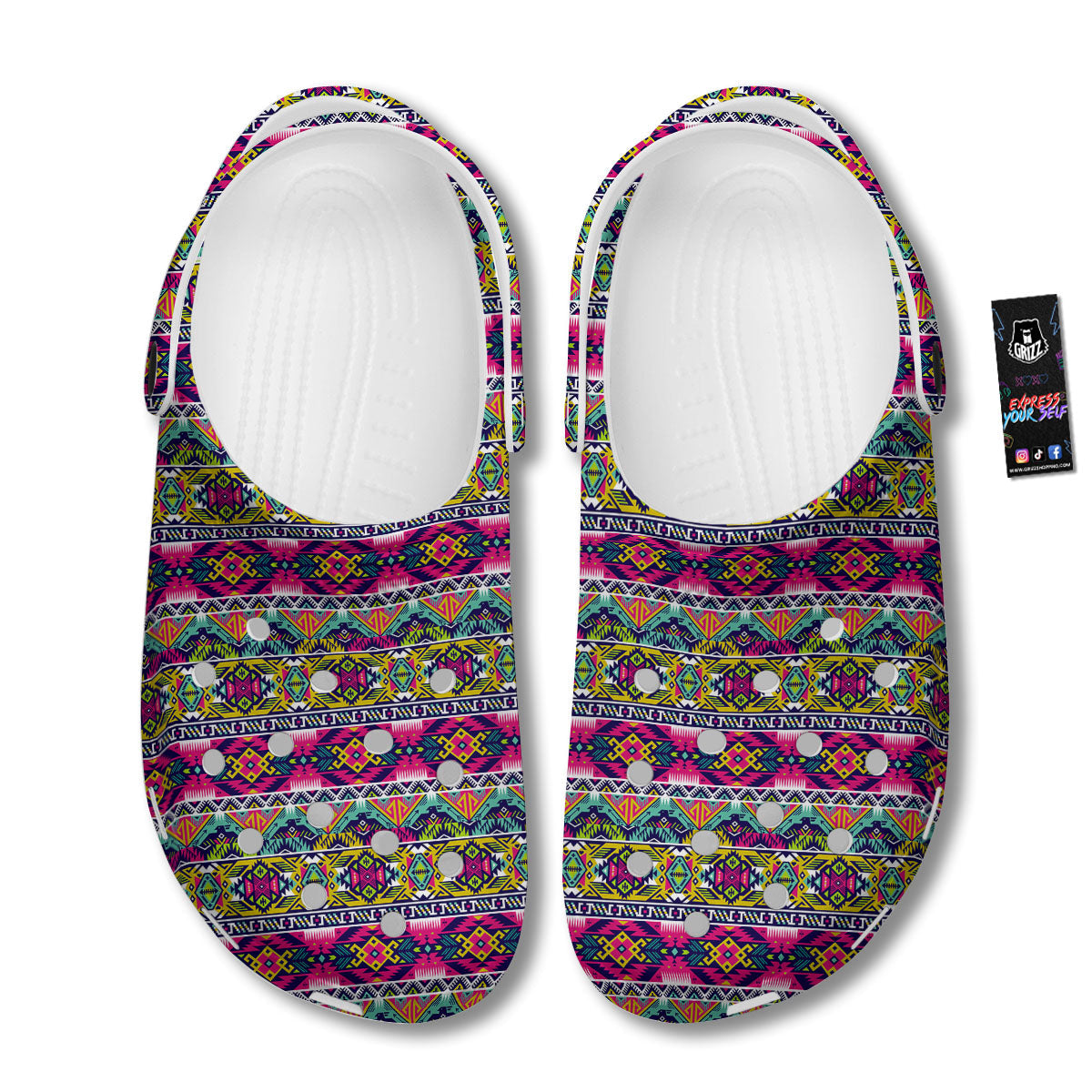 Tribal Aztec Colorful Print Pattern Clog-grizzshop