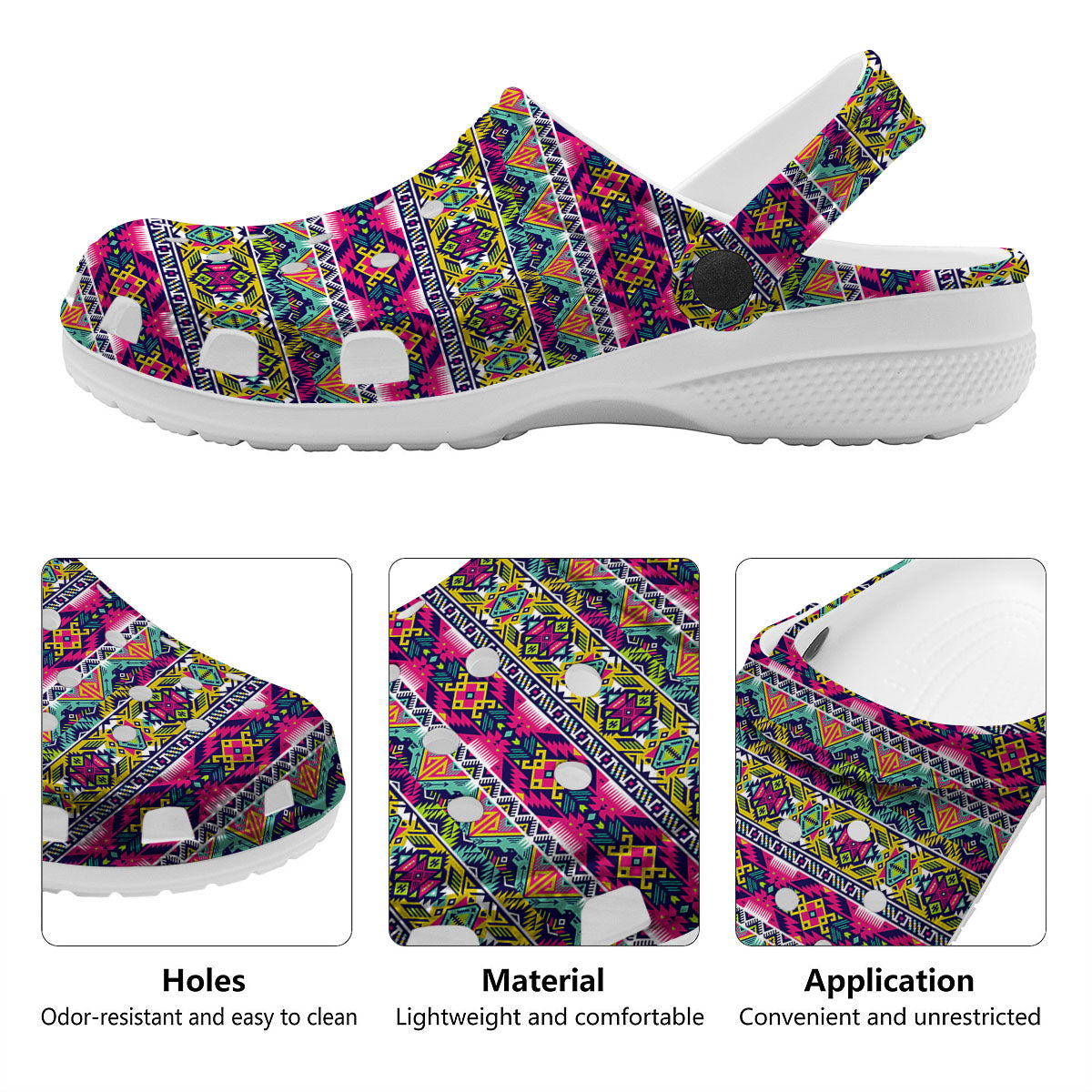 Tribal Aztec Colorful Print Pattern Clog-grizzshop