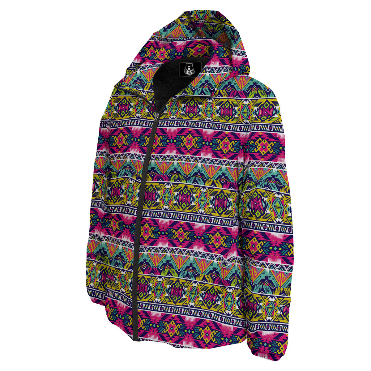 Tribal Aztec Colorful Print Pattern Down Jacket-grizzshop