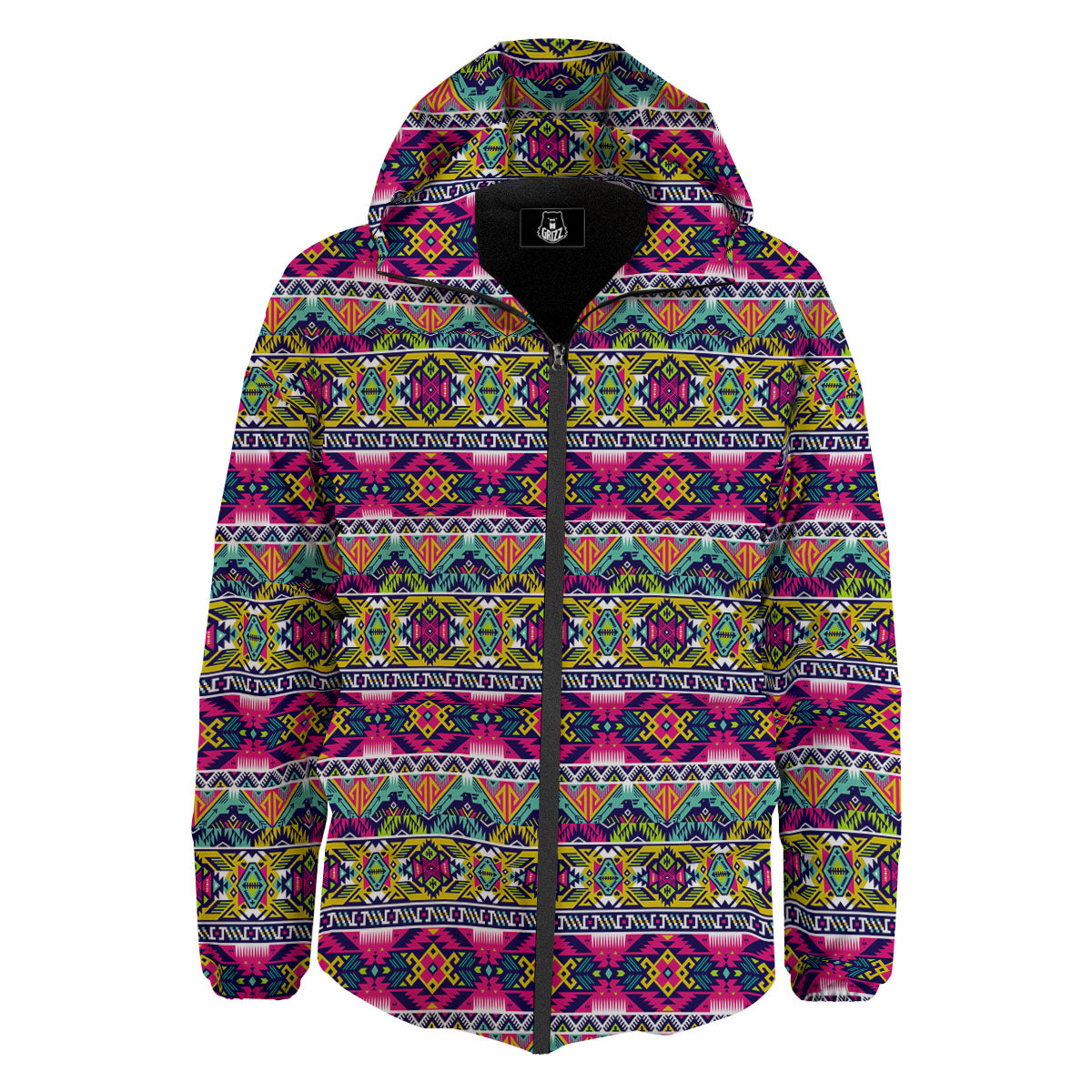 Tribal Aztec Colorful Print Pattern Down Jacket-grizzshop