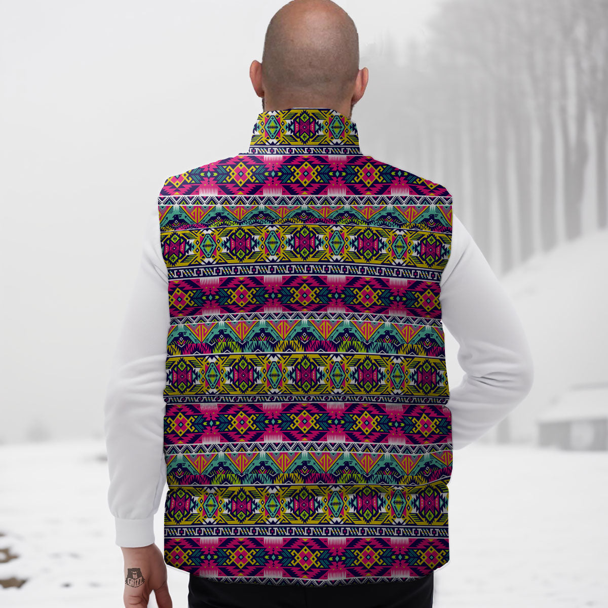 Tribal Aztec Colorful Print Pattern Down Vest