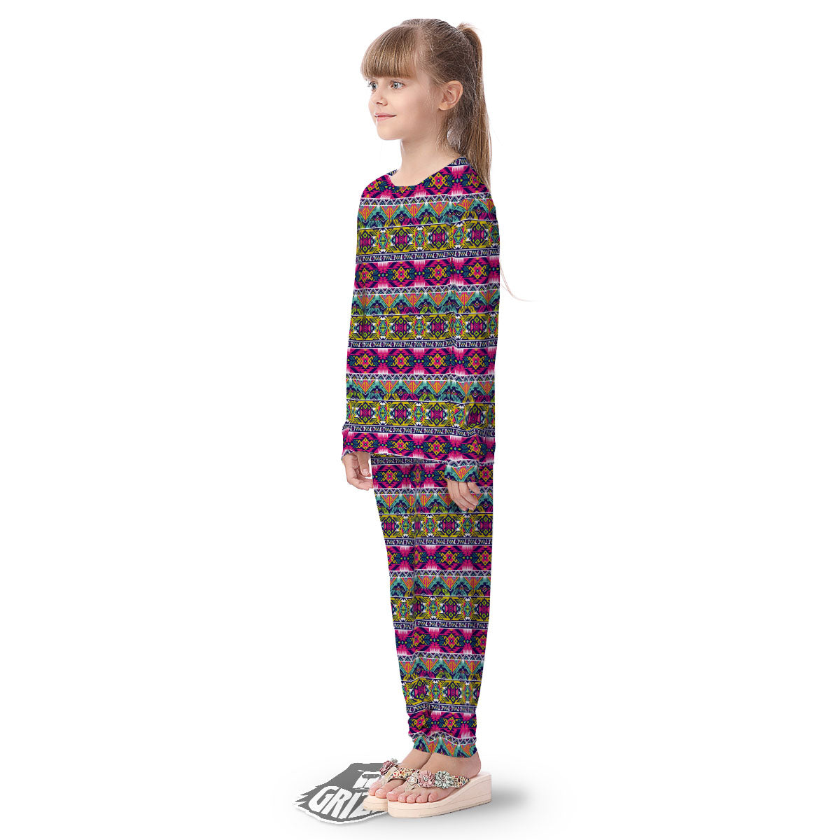 Tribal Aztec Colorful Print Pattern Kid's Pajamas-grizzshop