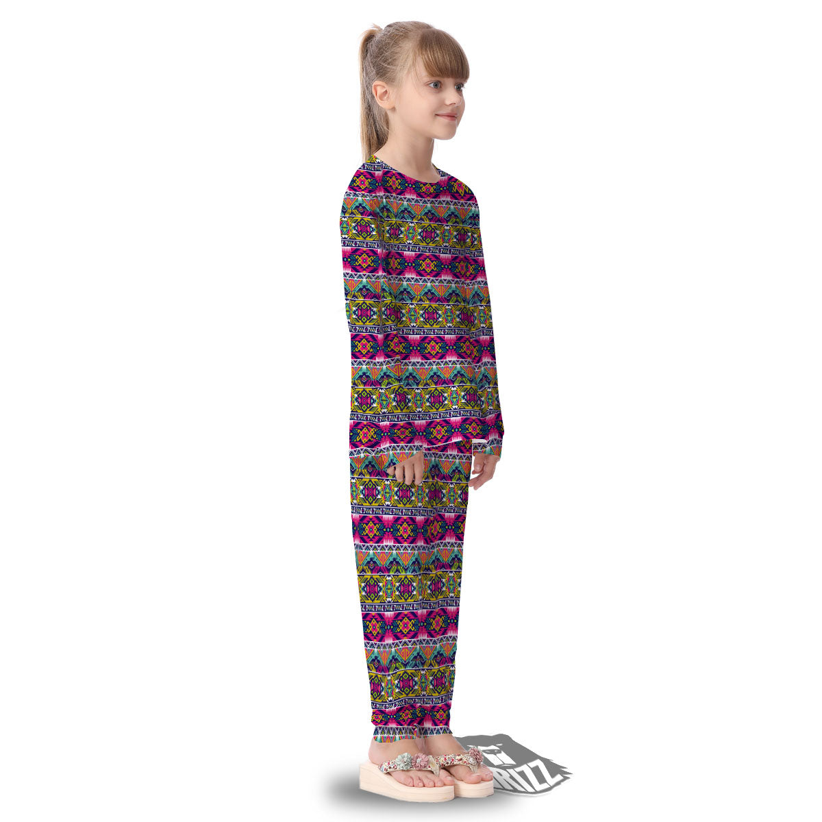 Tribal Aztec Colorful Print Pattern Kid's Pajamas-grizzshop
