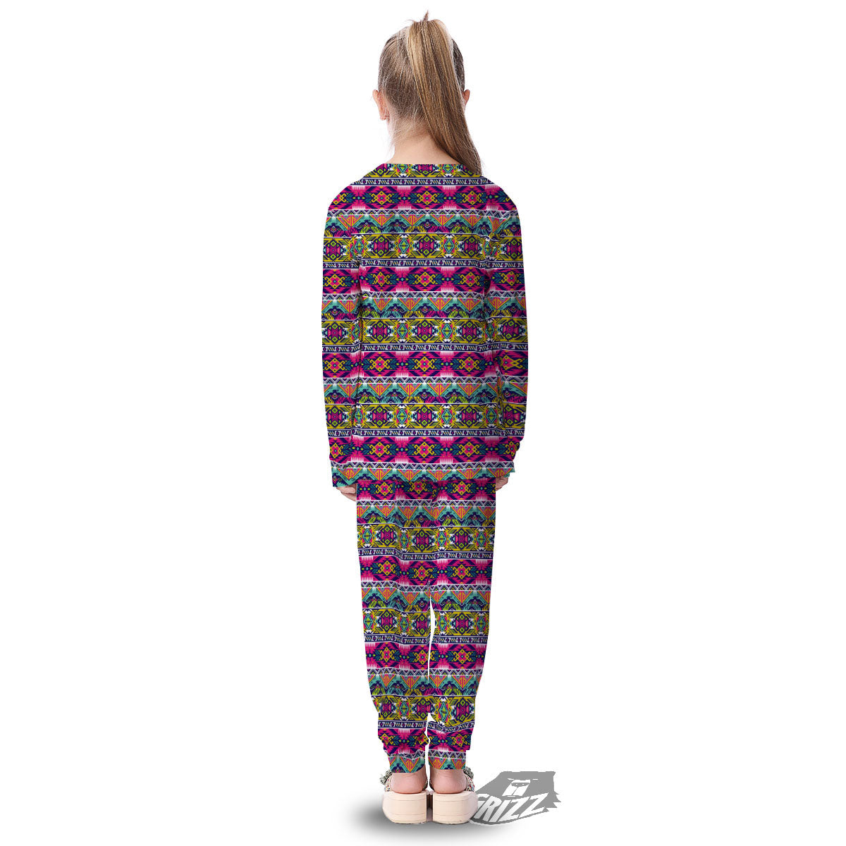 Tribal Aztec Colorful Print Pattern Kid's Pajamas-grizzshop
