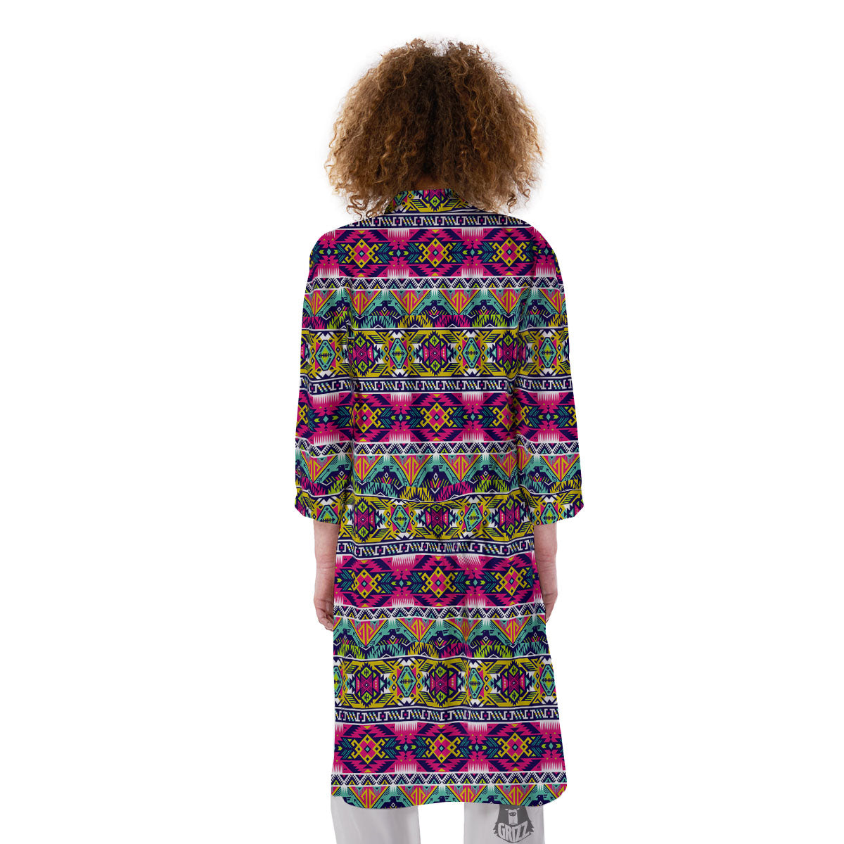 Tribal Aztec Colorful Print Pattern Kimono-grizzshop