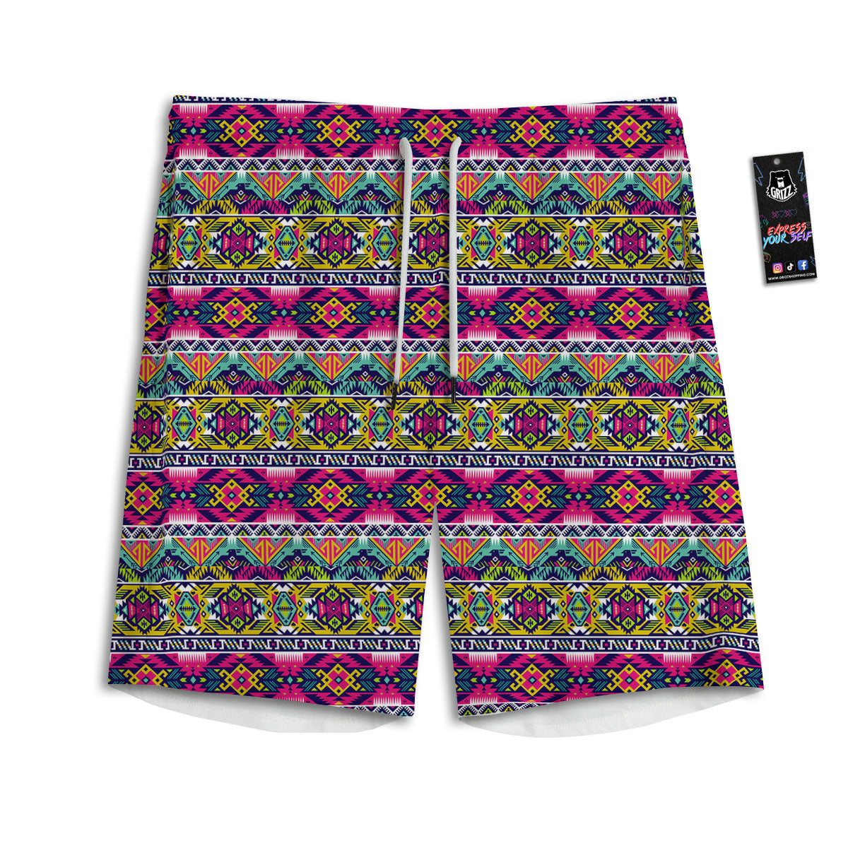 Tribal Aztec Colorful Print Pattern Men's Athletic Shorts