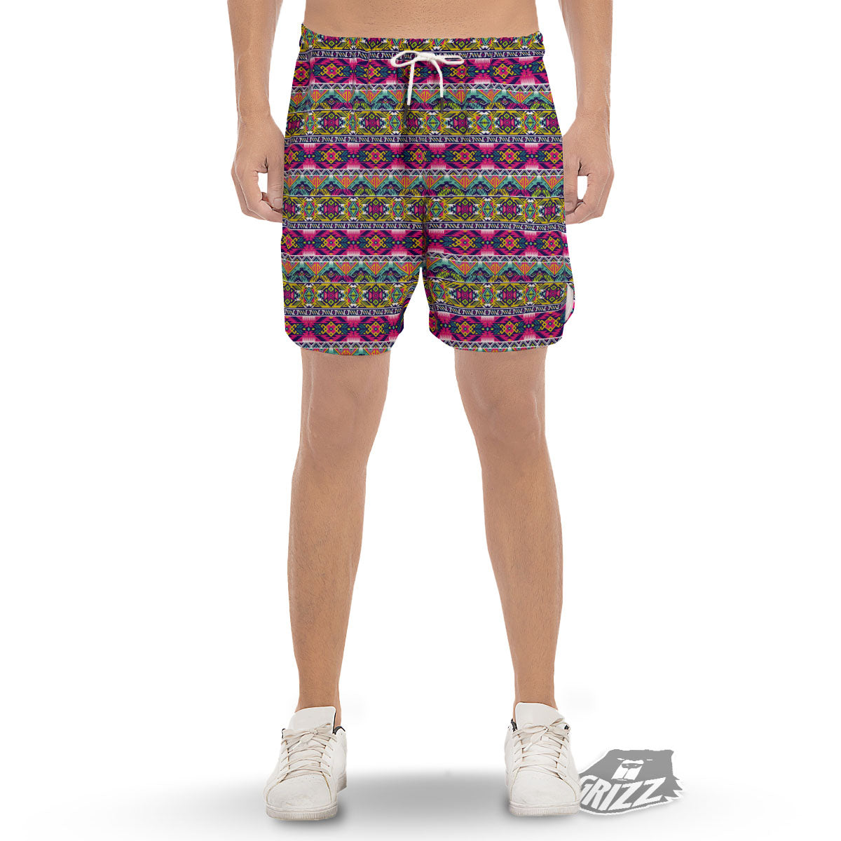 Tribal Aztec Colorful Print Pattern Men's Gym Shorts-grizzshop
