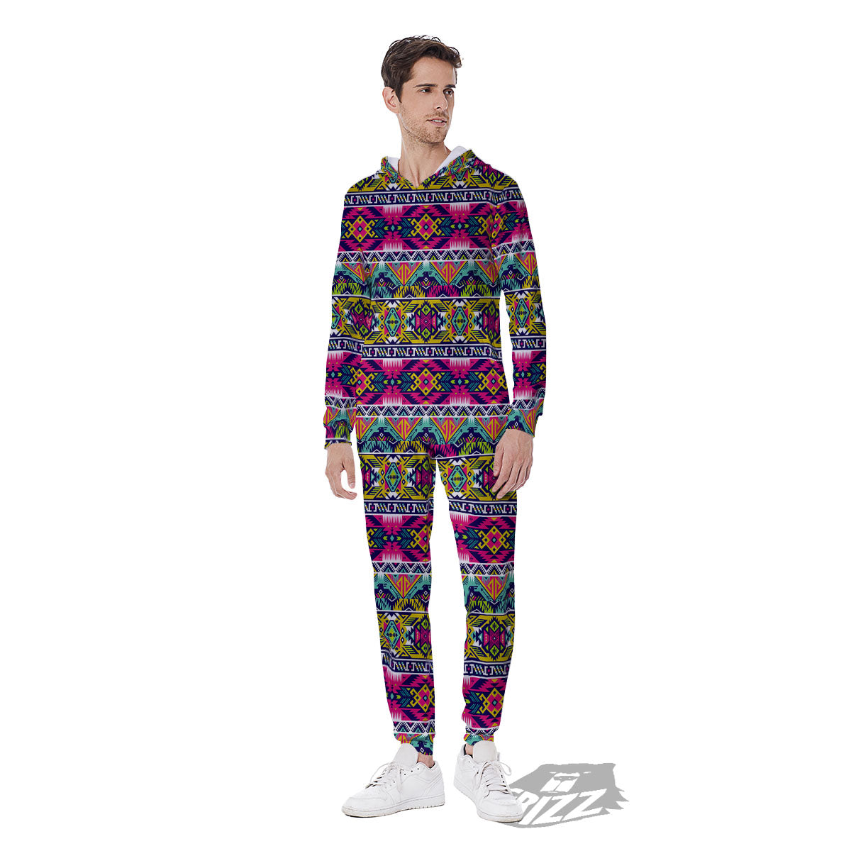 Tribal Aztec Colorful Print Pattern Men's Jumpsuit-grizzshop