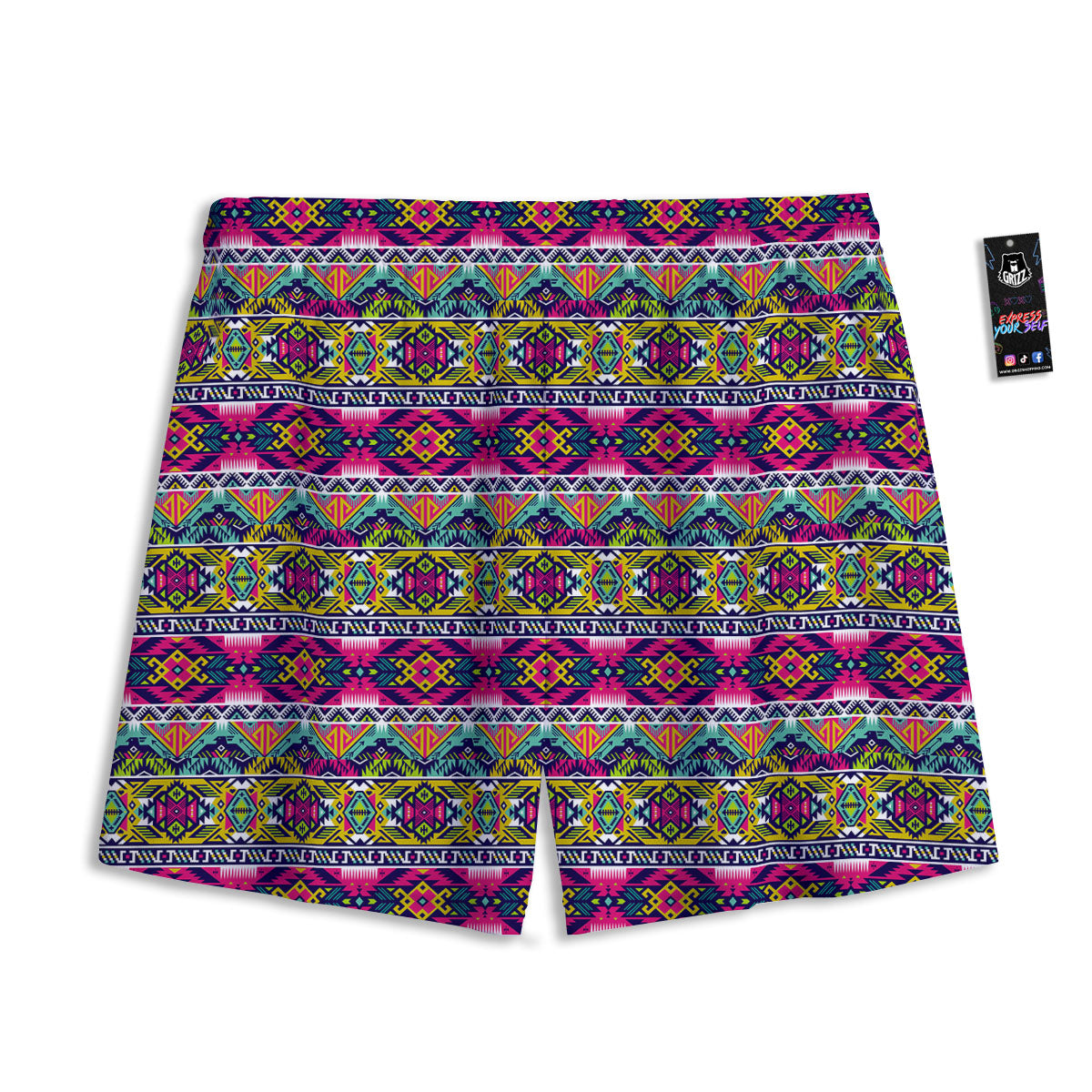 Thai Ethnic Print Pattern Mesh Shorts