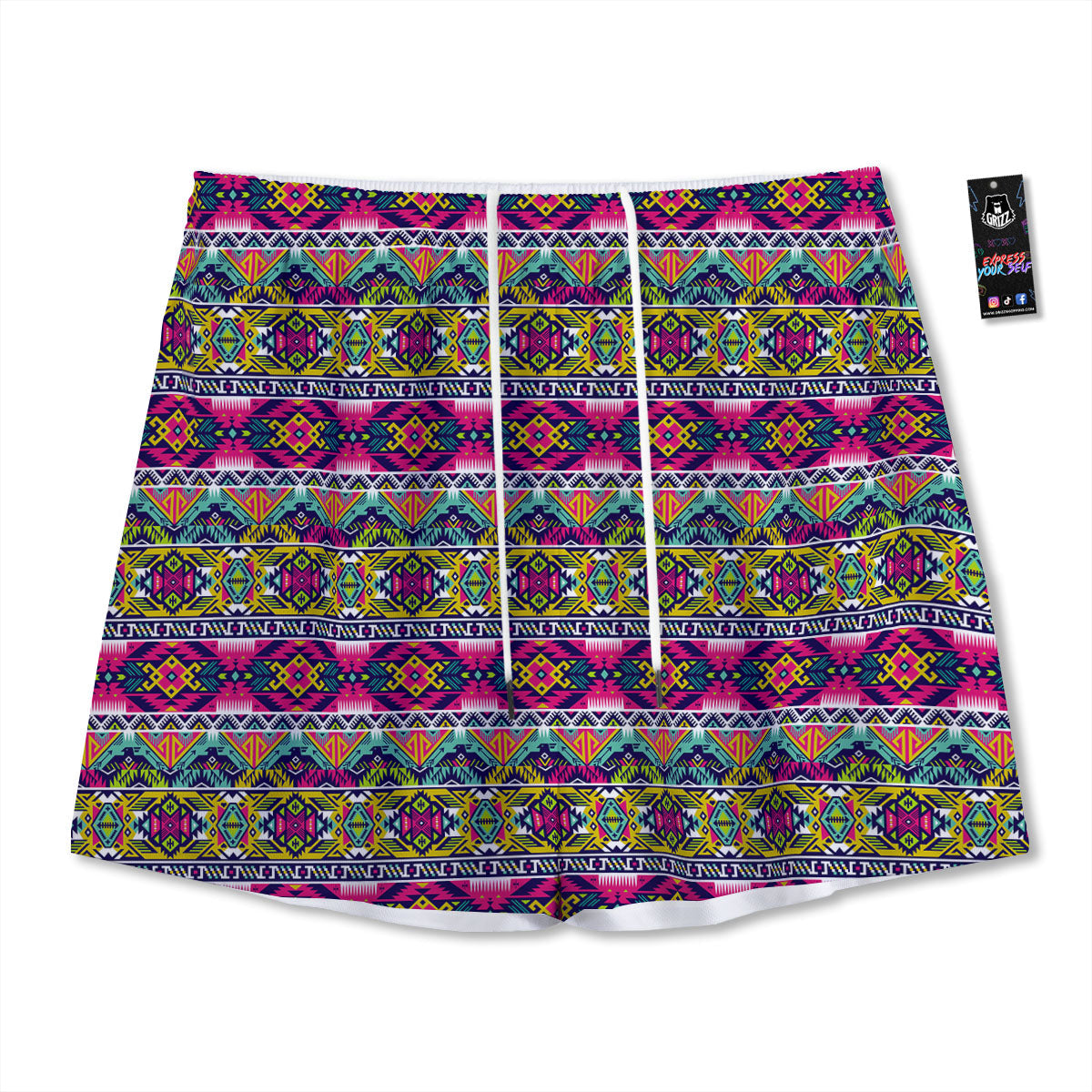 Thai Ethnic Print Pattern Mesh Shorts