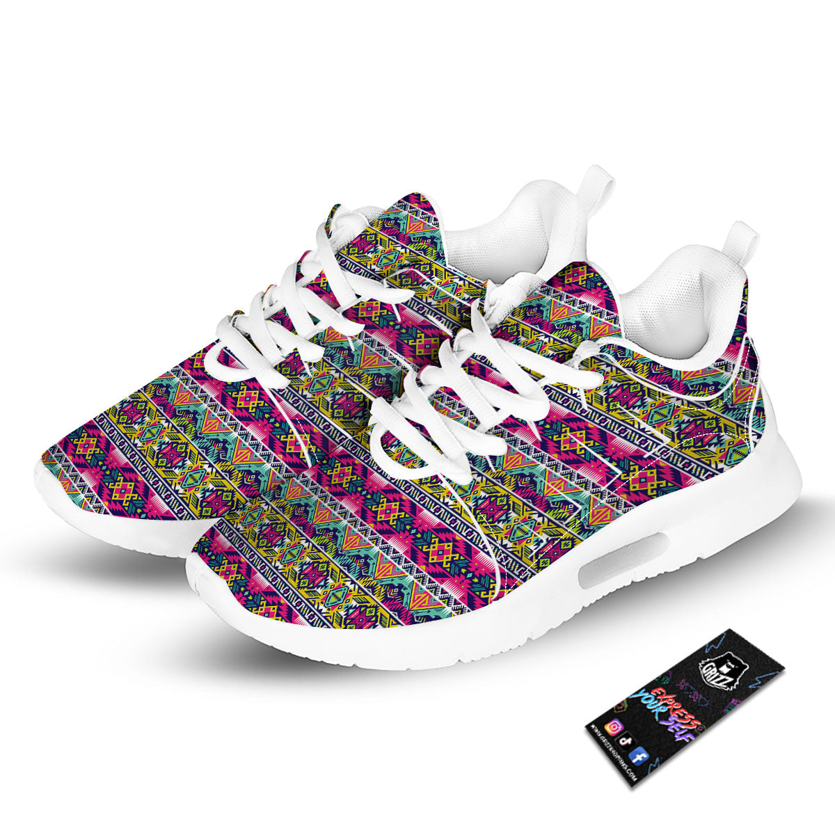 Tribal Aztec Colorful Print Pattern Tennis Shoes-grizzshop