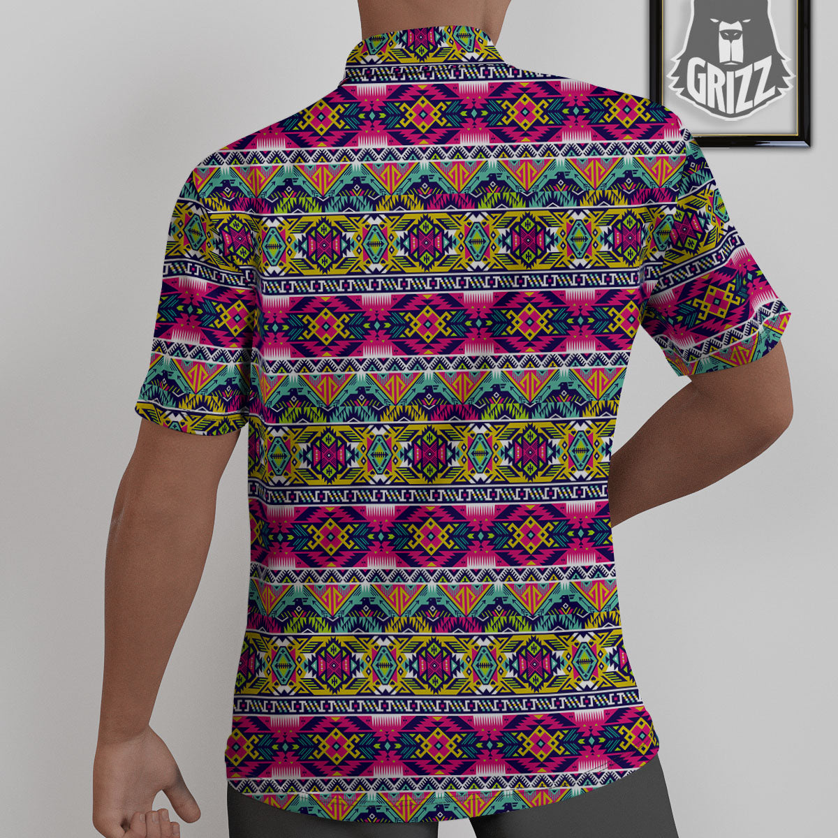 Tribal Aztec Colorful Print Pattern Untucked Shirts-grizzshop