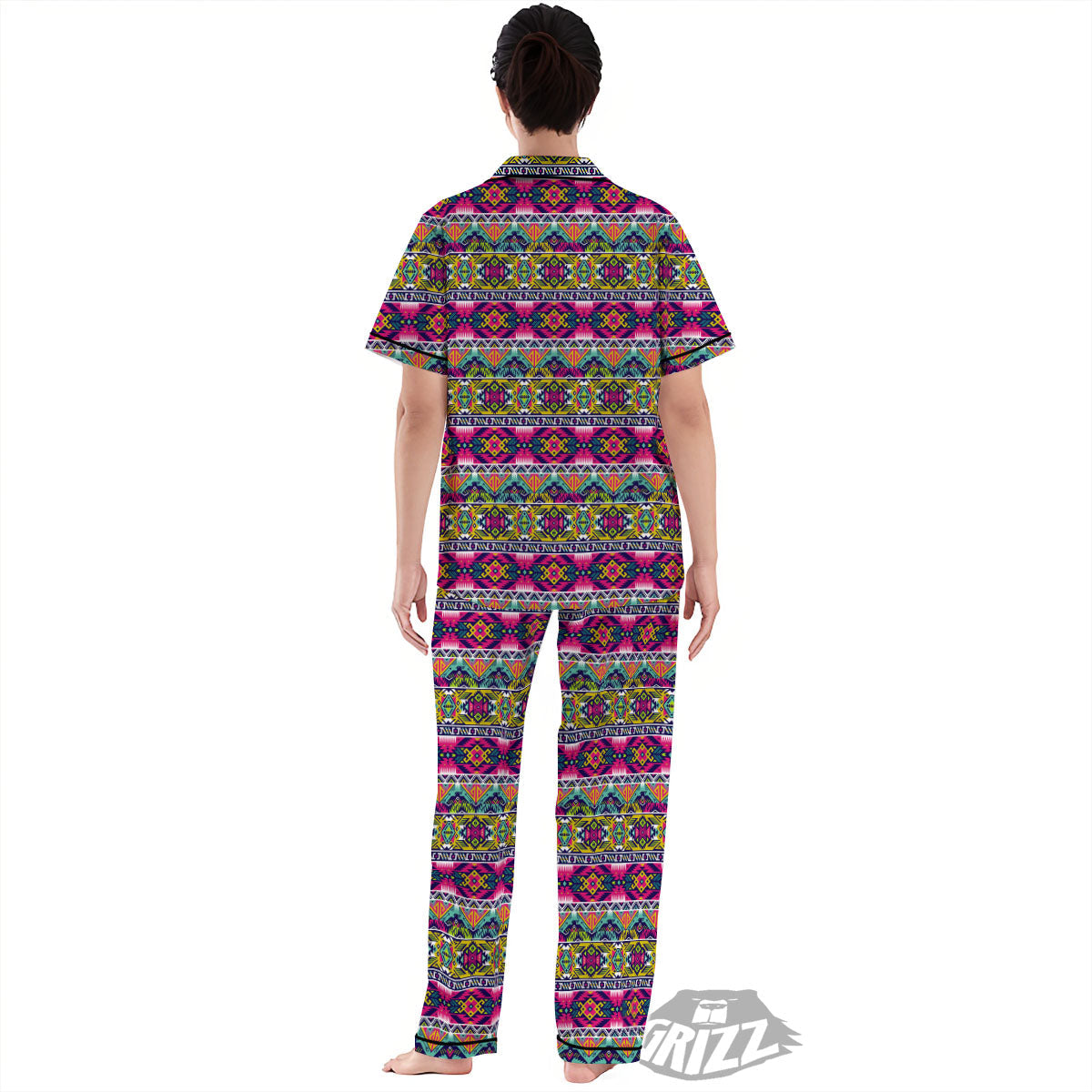 Tribal Aztec Colorful Print Pattern Women's Pajamas Set-grizzshop