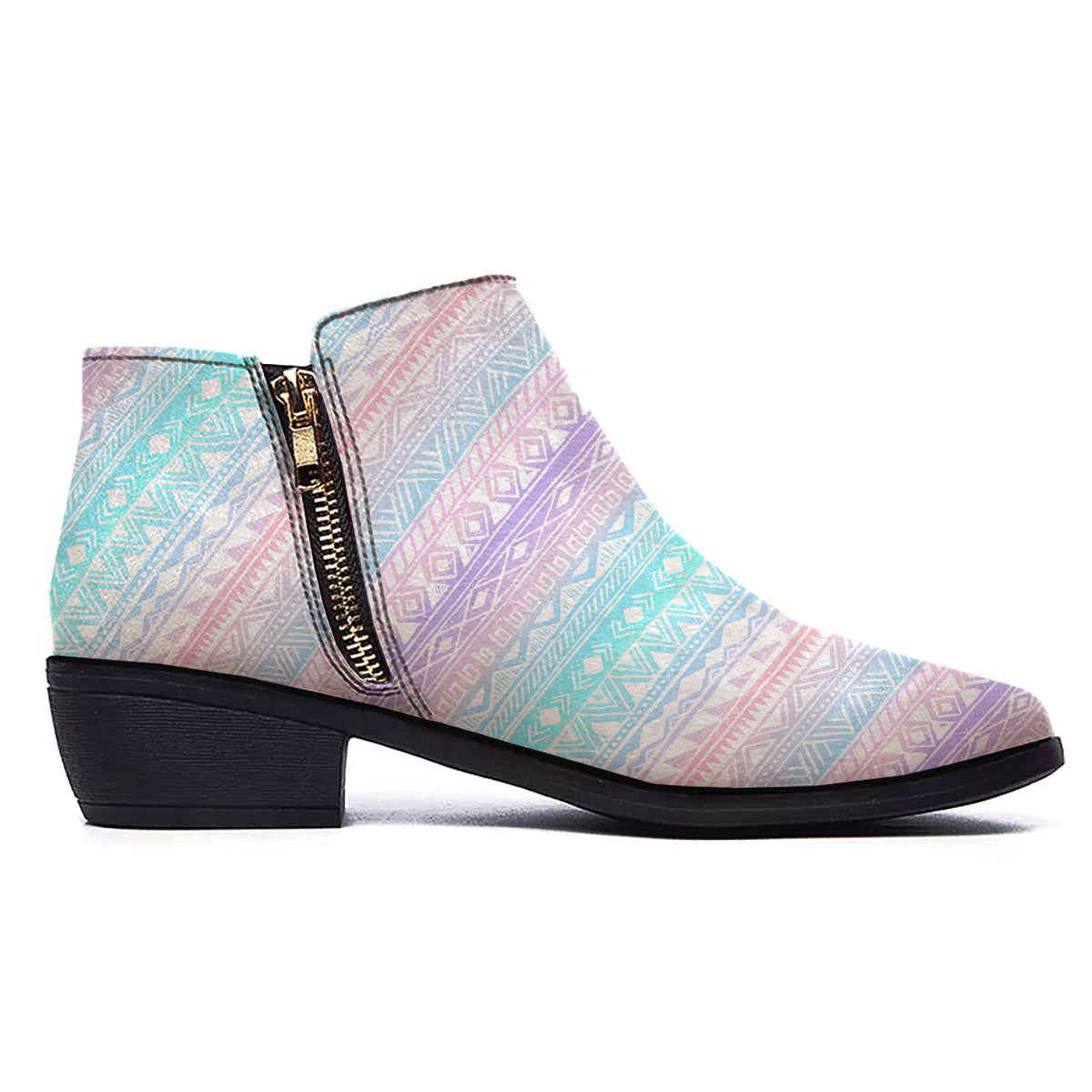 Tribal Aztec Pastel Print Pattern Ankle Boots-grizzshop