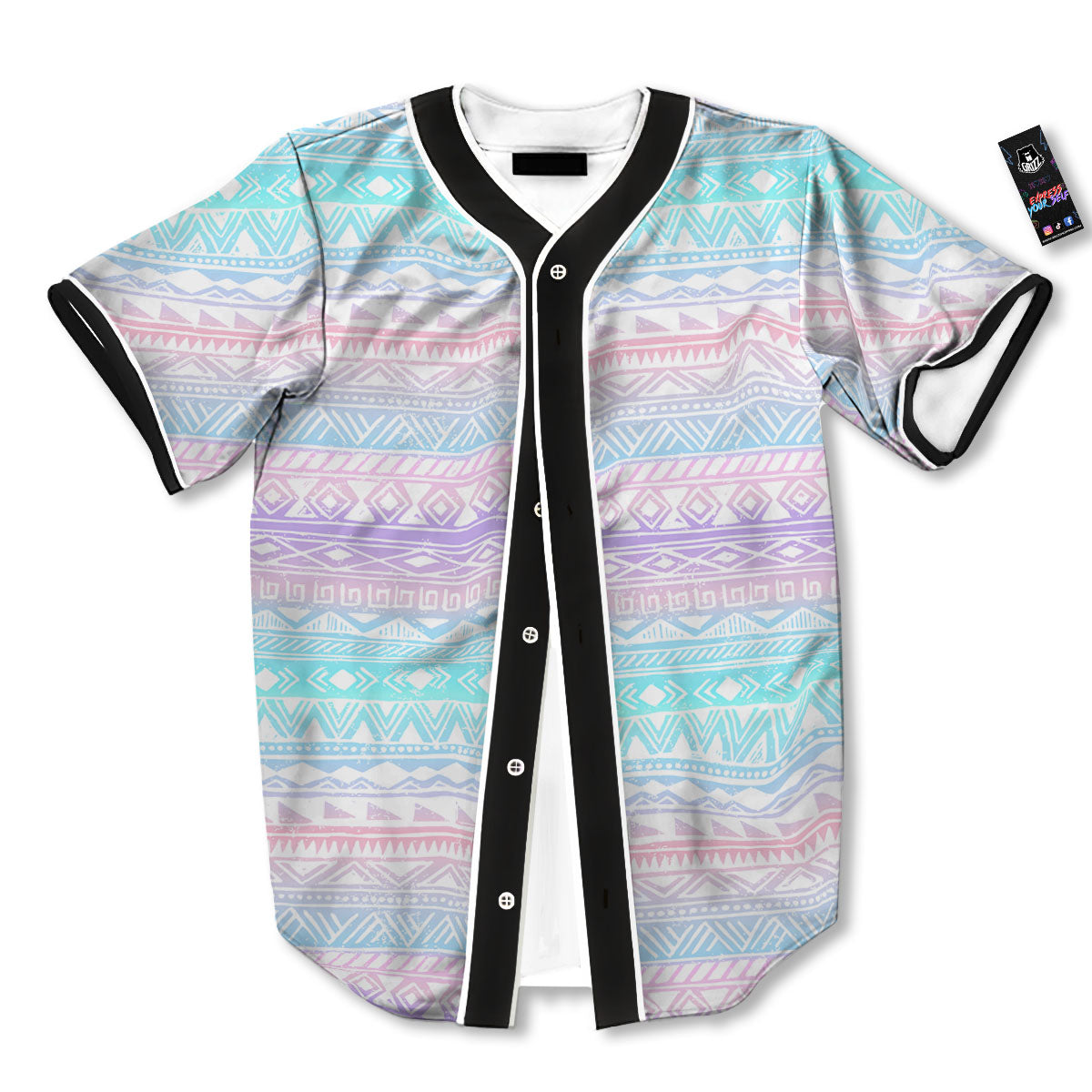 Tribal Aztec Pastel Print Pattern Baseball Jersey-grizzshop