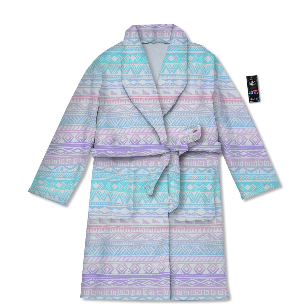 Tribal Aztec Pastel Print Pattern Bathrobe-grizzshop