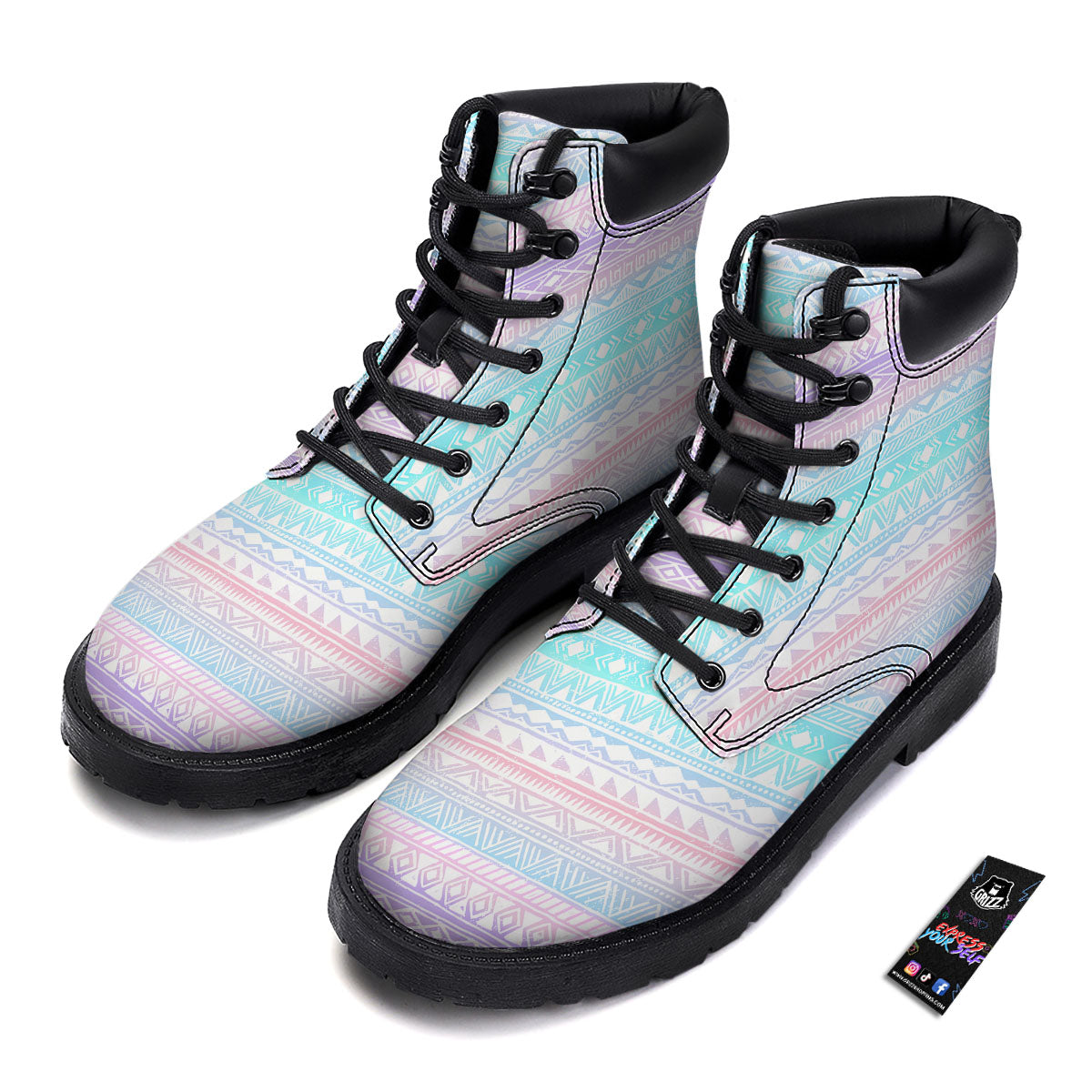 Tribal Aztec Pastel Print Pattern Boots-grizzshop