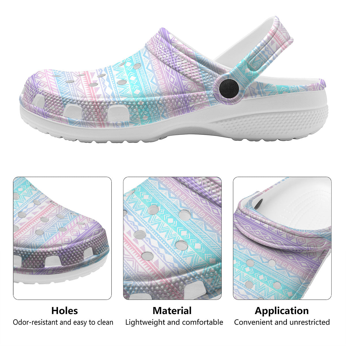 Tribal Aztec Pastel Print Pattern Clog-grizzshop