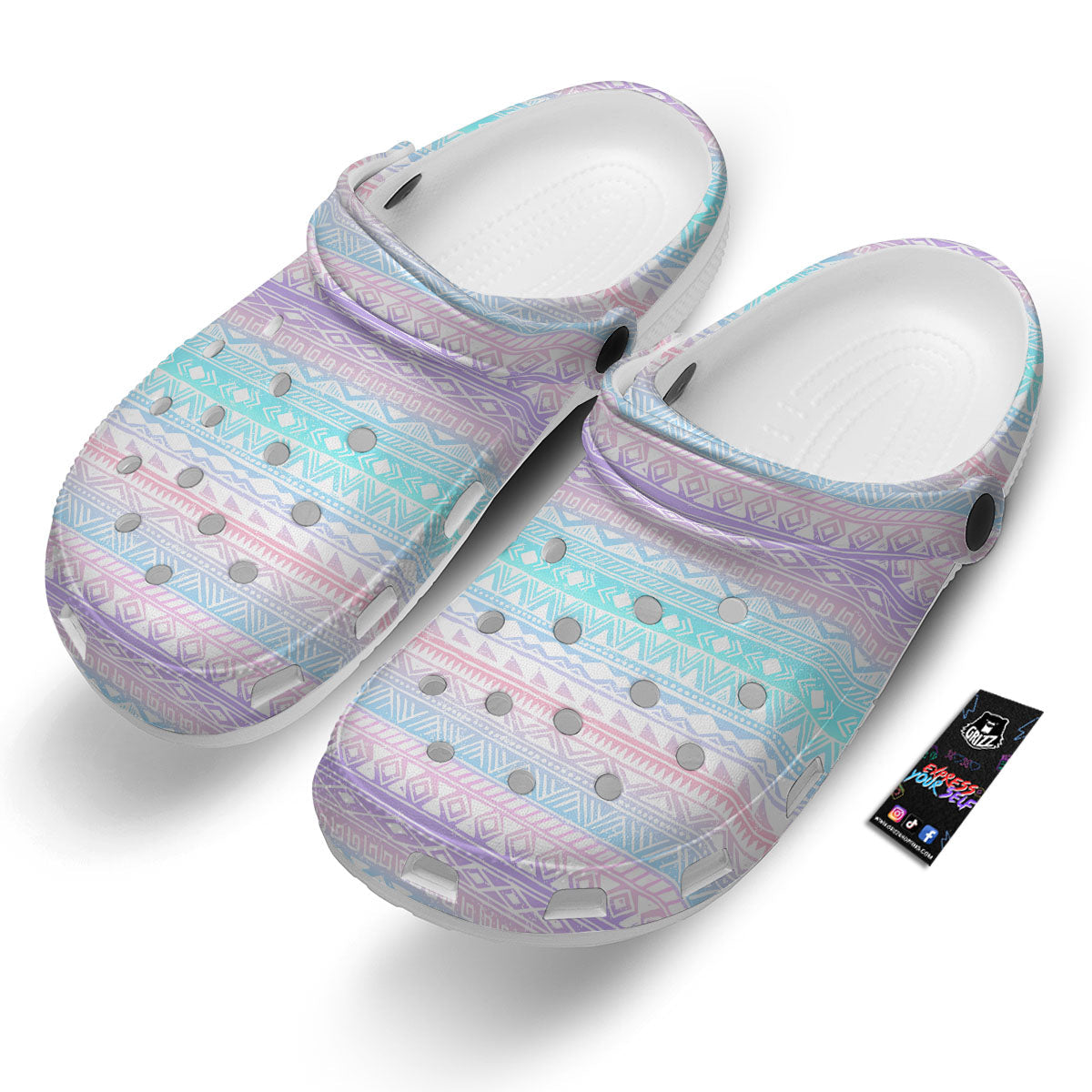 Tribal Aztec Pastel Print Pattern Clog-grizzshop