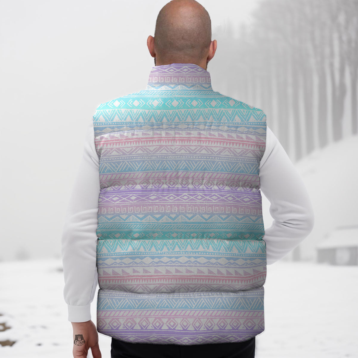 Tribal Aztec Pastel Print Pattern Down Vest
